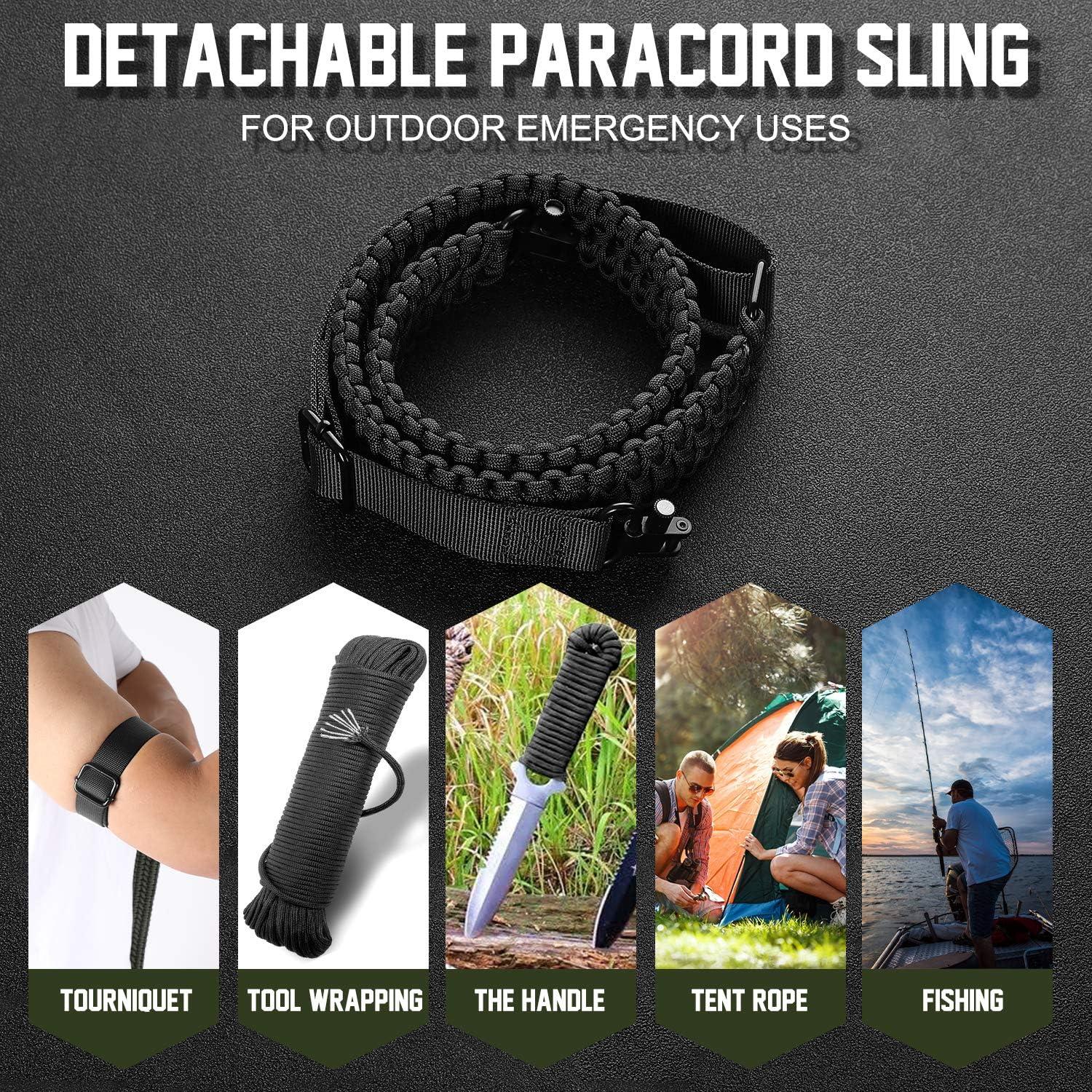 imageVVAAGG TwoPoint Sling with Swivel NonSlip Paracord Sling with Adjustable Length StrapBlack