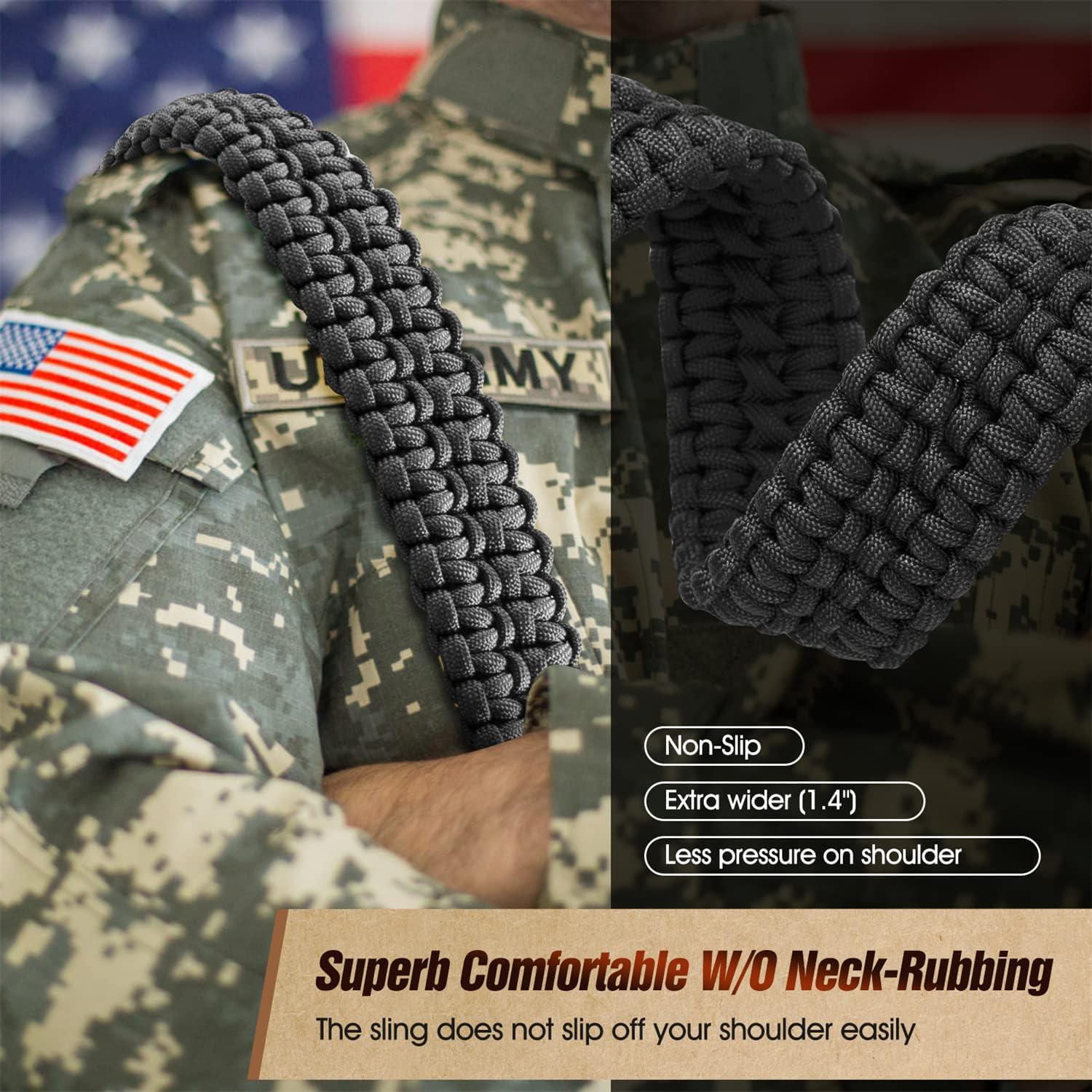 imageVVAAGG TwoPoint Sling with Swivel NonSlip Paracord Sling with Adjustable Length StrapBlack