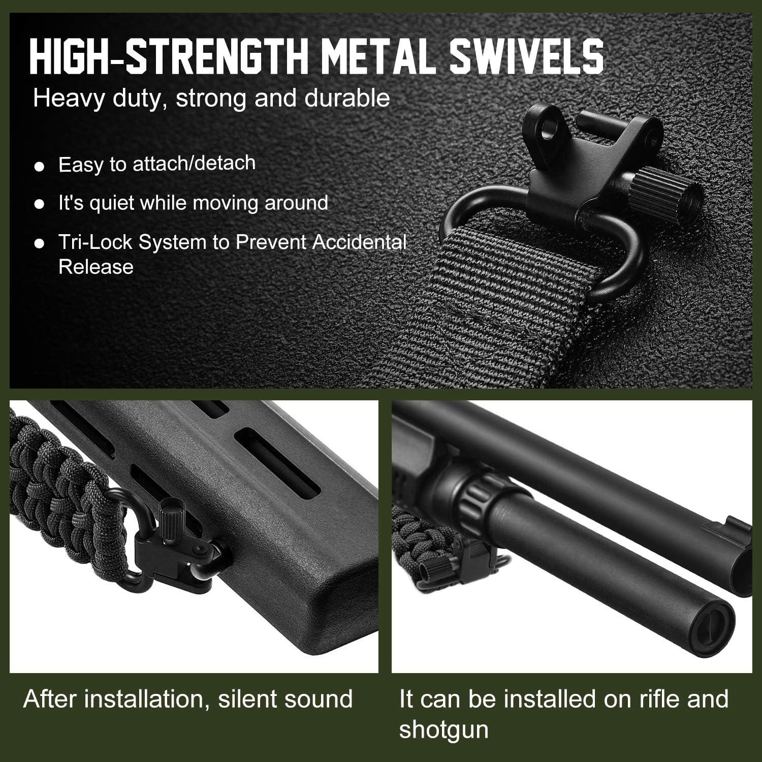 imageVVAAGG TwoPoint Sling with Swivel NonSlip Paracord Sling with Adjustable Length StrapBlack