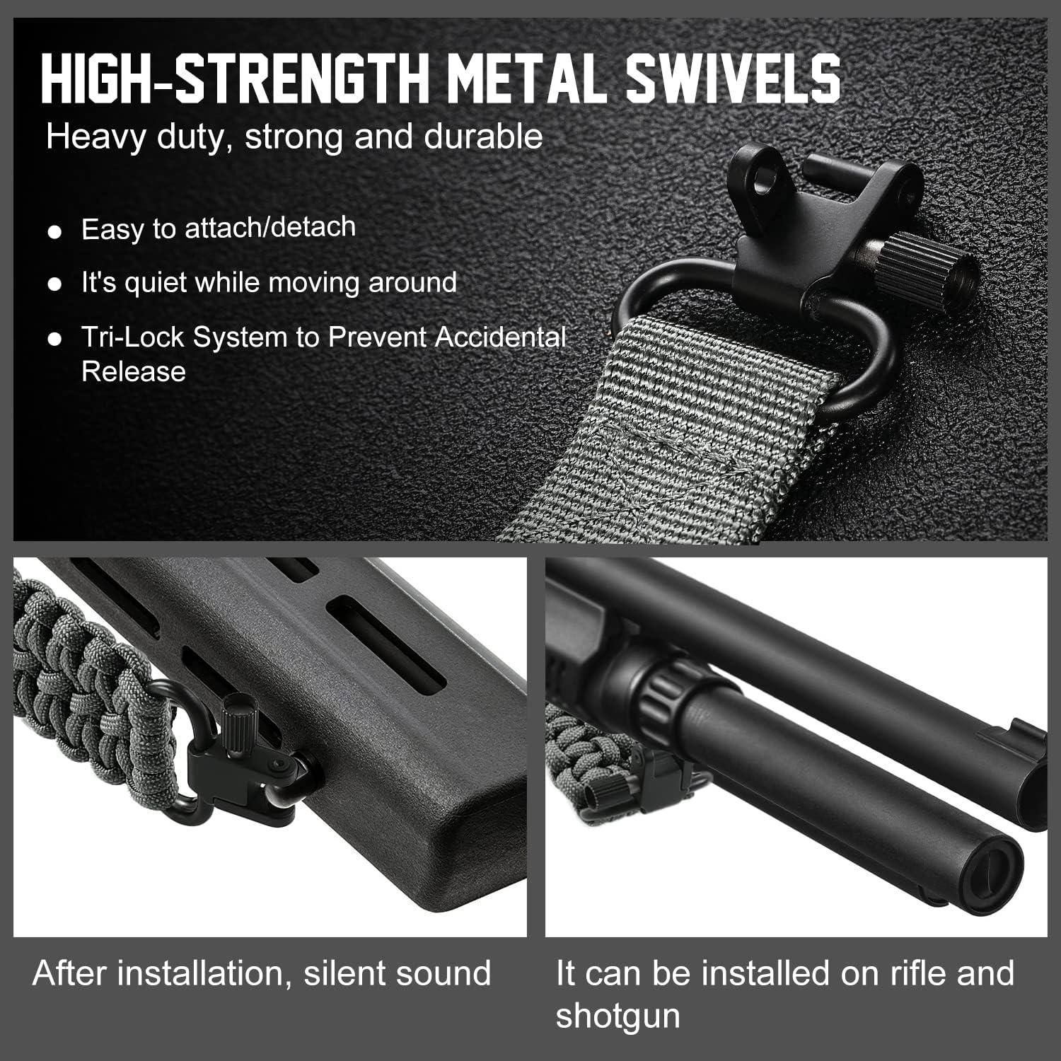 imageVVAAGG TwoPoint Sling with Swivel NonSlip Paracord Sling with Adjustable Length StrapGray