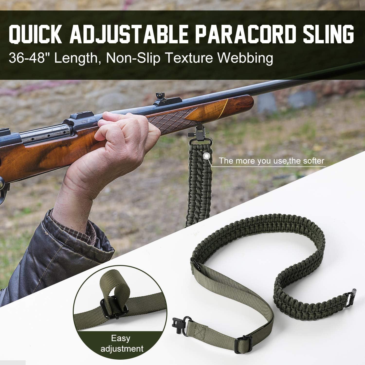 imageVVAAGG TwoPoint Sling with Swivel NonSlip Paracord Sling with Adjustable Length StrapGreen