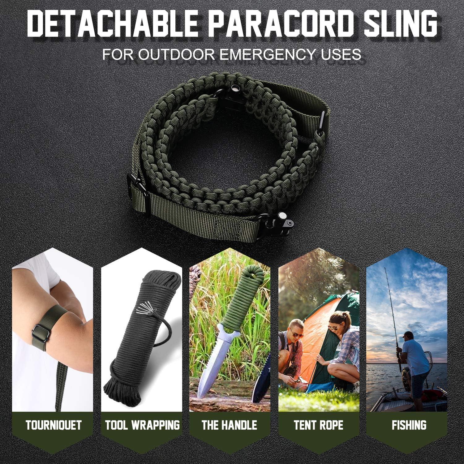 imageVVAAGG TwoPoint Sling with Swivel NonSlip Paracord Sling with Adjustable Length StrapGreen