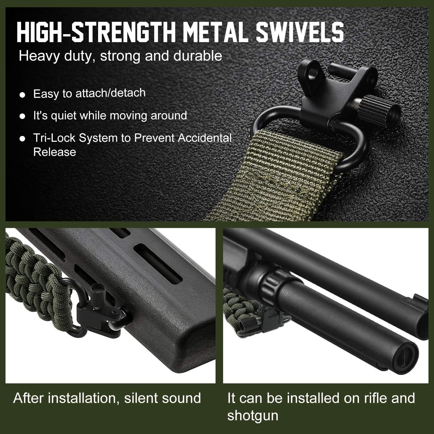 imageVVAAGG TwoPoint Sling with Swivel NonSlip Paracord Sling with Adjustable Length StrapGreen