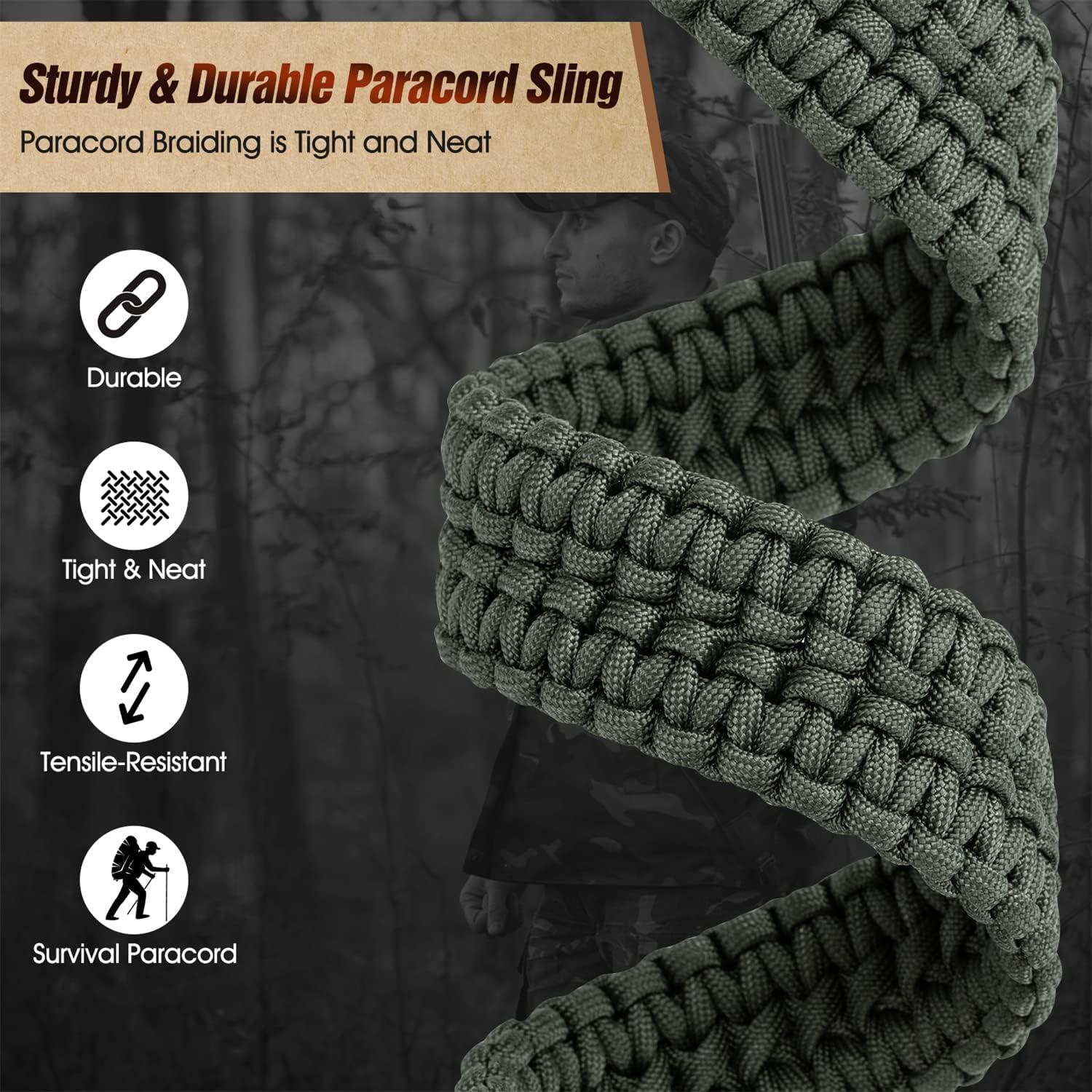 imageVVAAGG TwoPoint Sling with Swivel NonSlip Paracord Sling with Adjustable Length StrapGreen