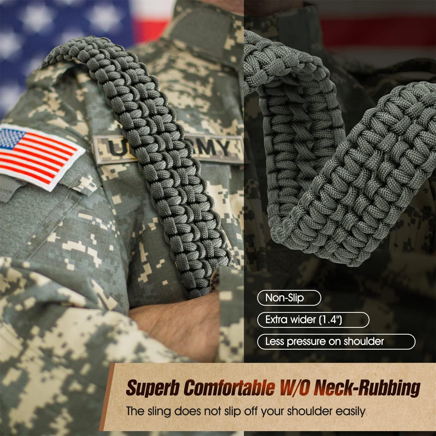 imageVVAAGG TwoPoint Sling with Swivel NonSlip Paracord Sling with Adjustable Length StrapGreen