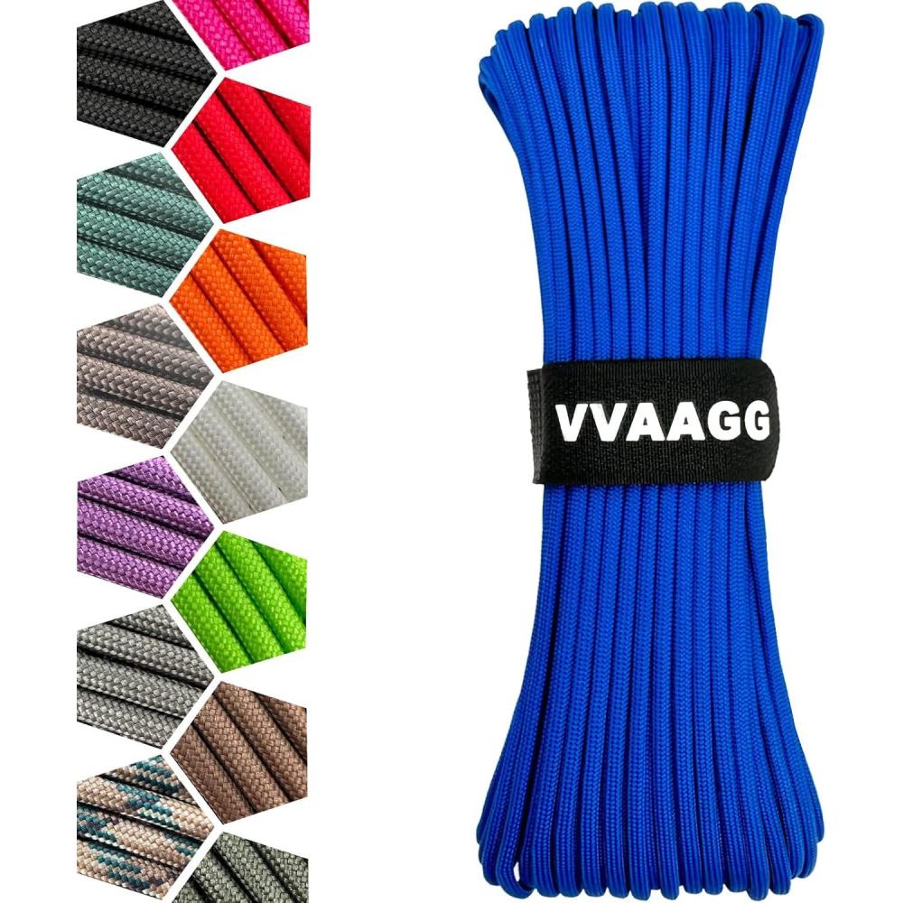 imageVVAAGG 1000 White Paracord Rope 100FT 4mm Utility Parachute Cord 12 Strand Nylon Camping Rope Tent Rope Clothsline RopeBlue