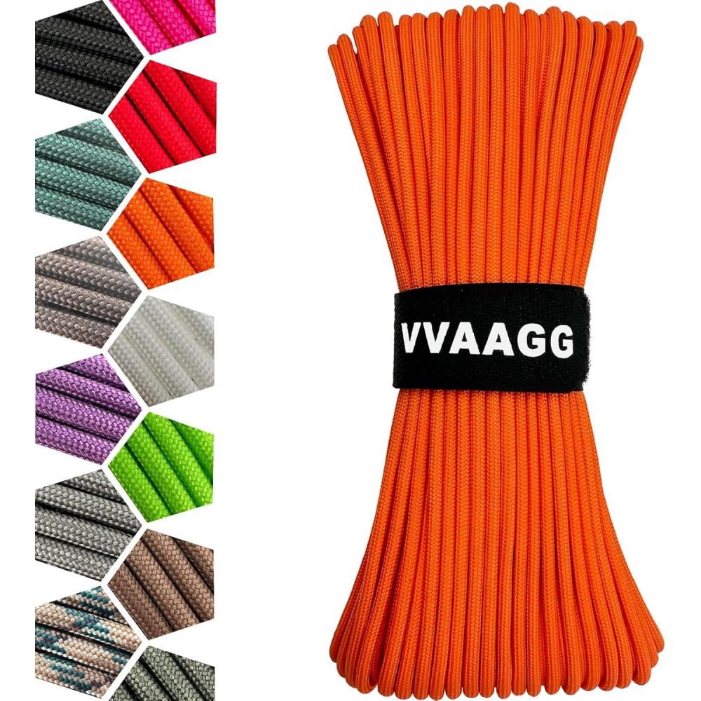 imageVVAAGG 1000 White Paracord Rope 100FT 4mm Utility Parachute Cord 12 Strand Nylon Camping Rope Tent Rope Clothsline RopeOrange