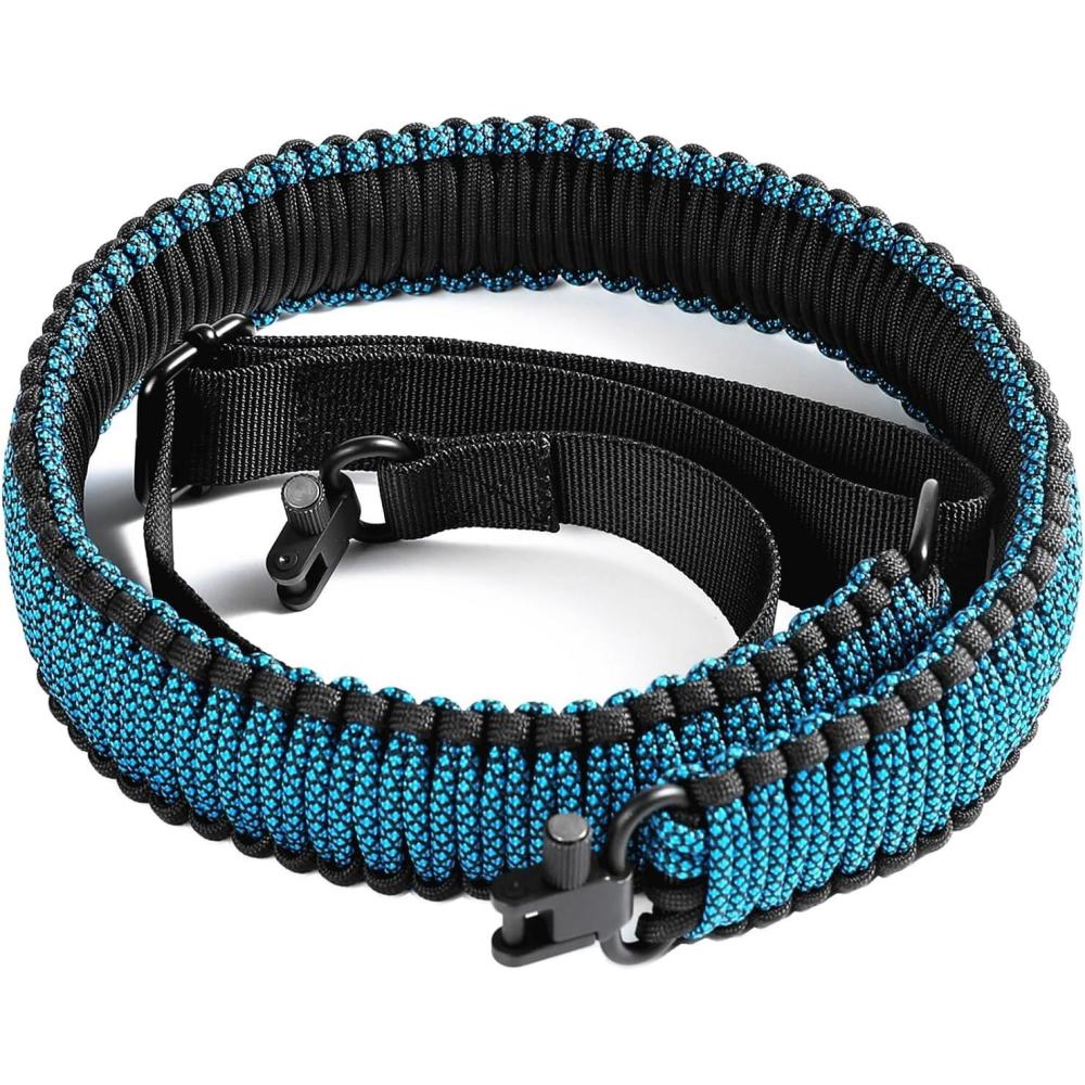 imageVVAAGG TwoPoint Paracord Rifle Sling with Swivels NonSlip Gun Sling with Adjustable Length StrapBlackBlue