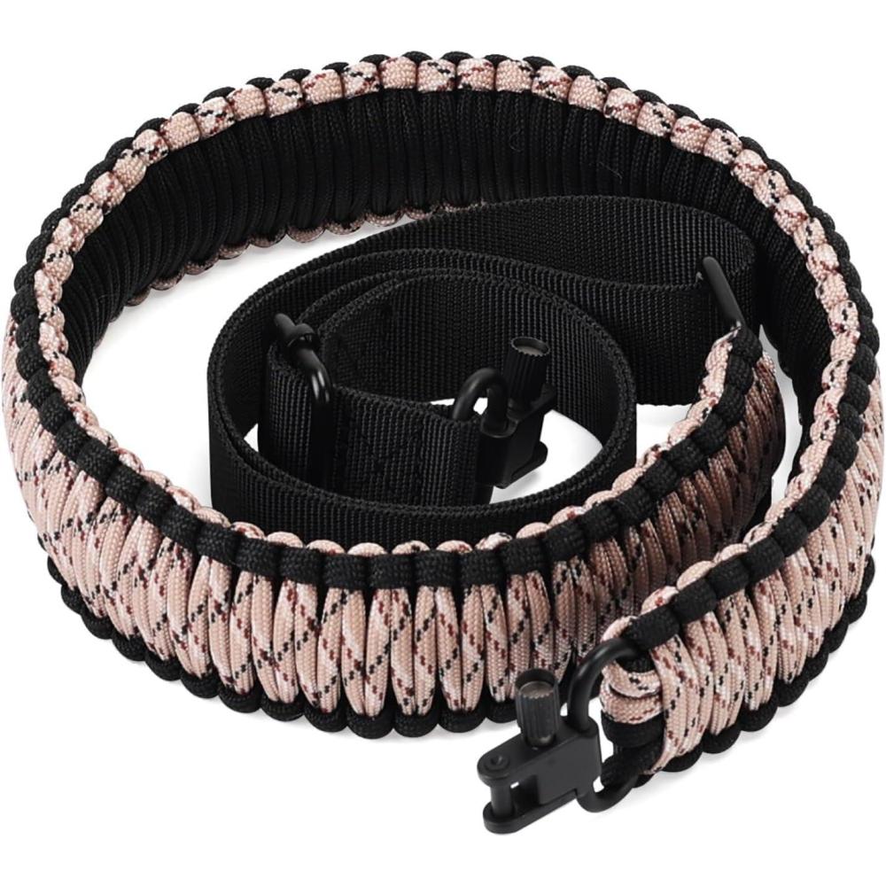 imageVVAAGG TwoPoint Paracord Rifle Sling with Swivels NonSlip Gun Sling with Adjustable Length StrapBlackCamo