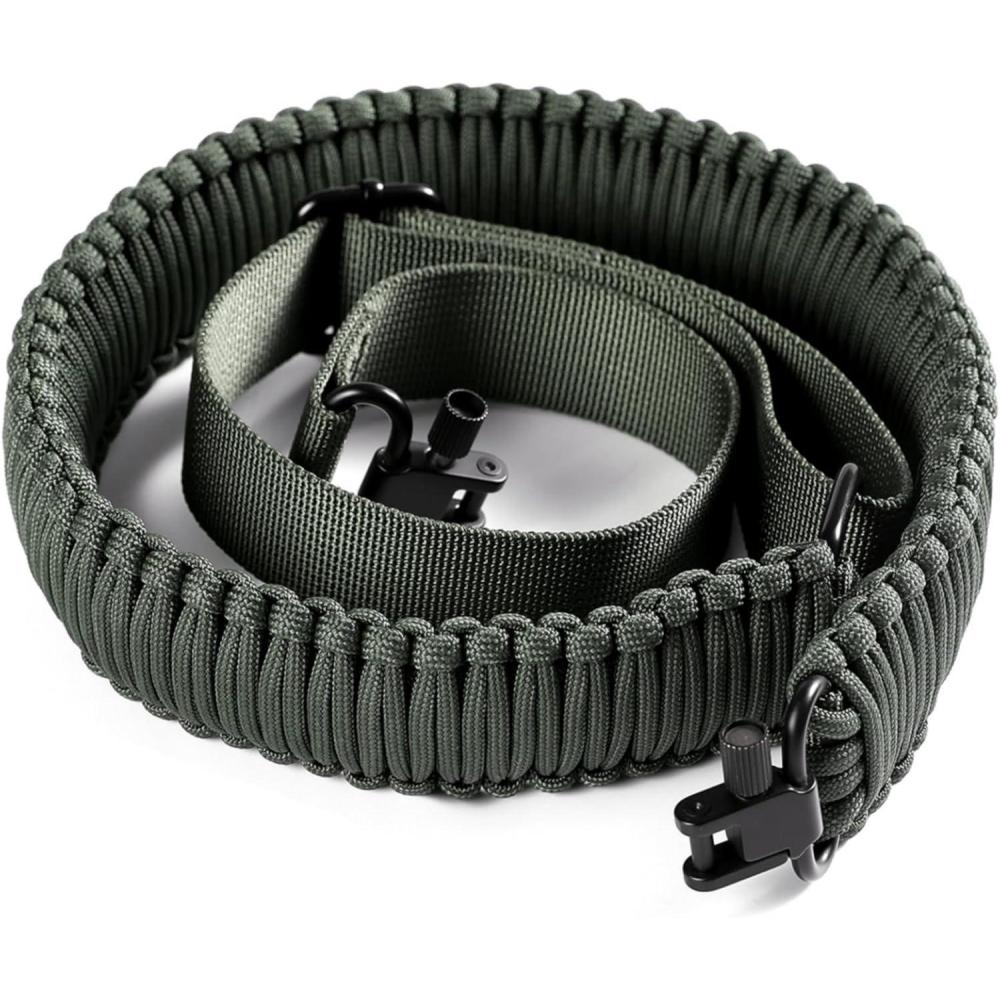 imageVVAAGG TwoPoint Paracord Rifle Sling with Swivels NonSlip Gun Sling with Adjustable Length StrapGreen