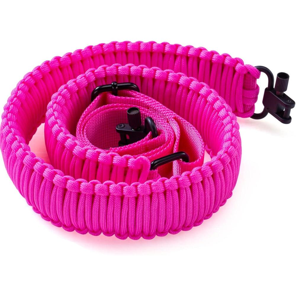 imageVVAAGG TwoPoint Paracord Rifle Sling with Swivels NonSlip Gun Sling with Adjustable Length StrapPink