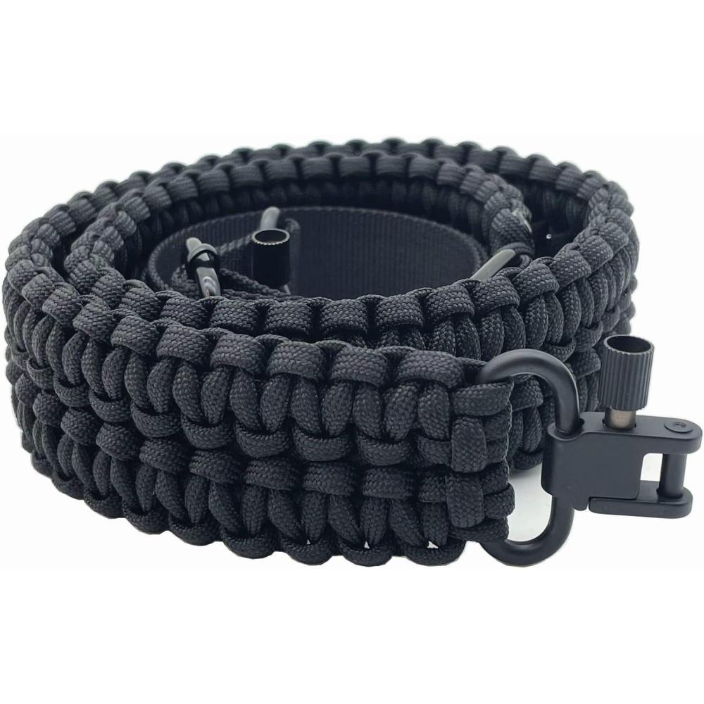 imageVVAAGG TwoPoint Sling with Swivel NonSlip Paracord Sling with Adjustable Length StrapBlack