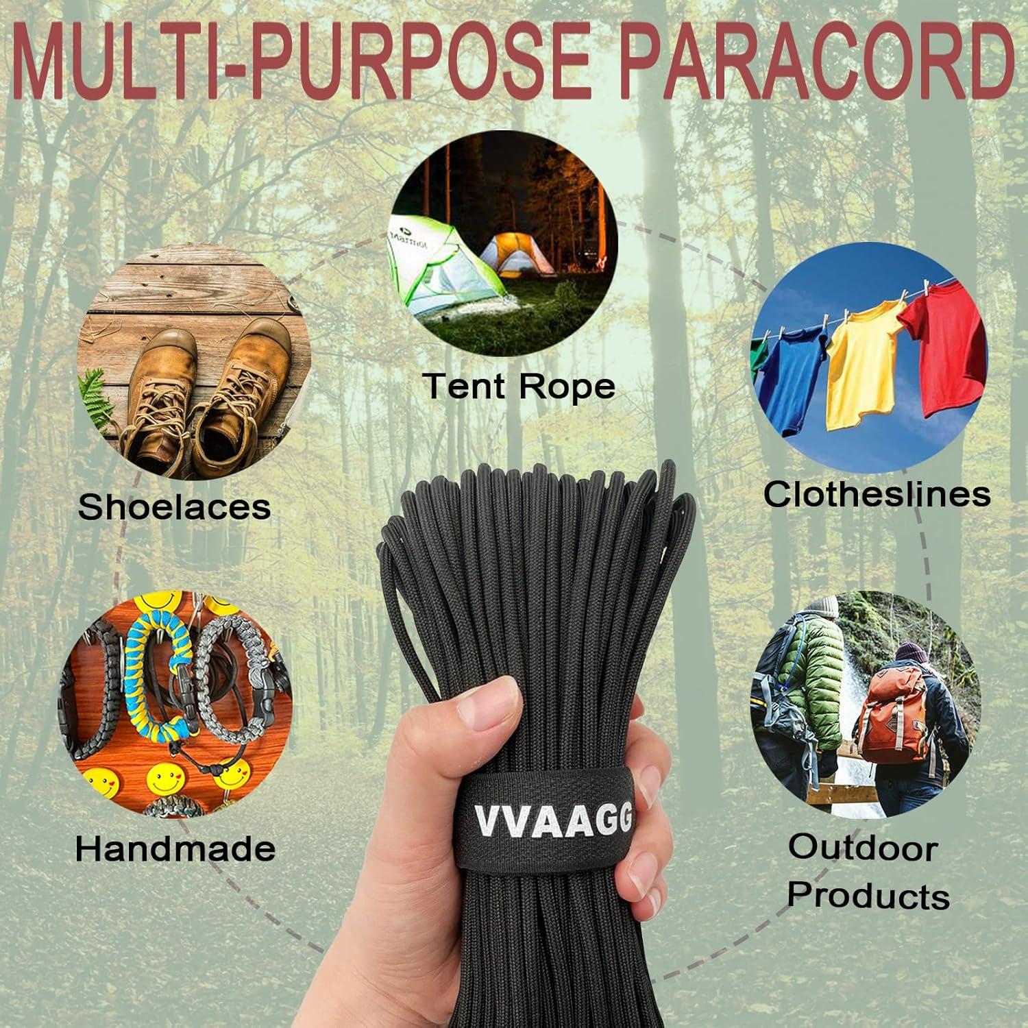 imageVVAAGG 550 Paracord 100FT Black