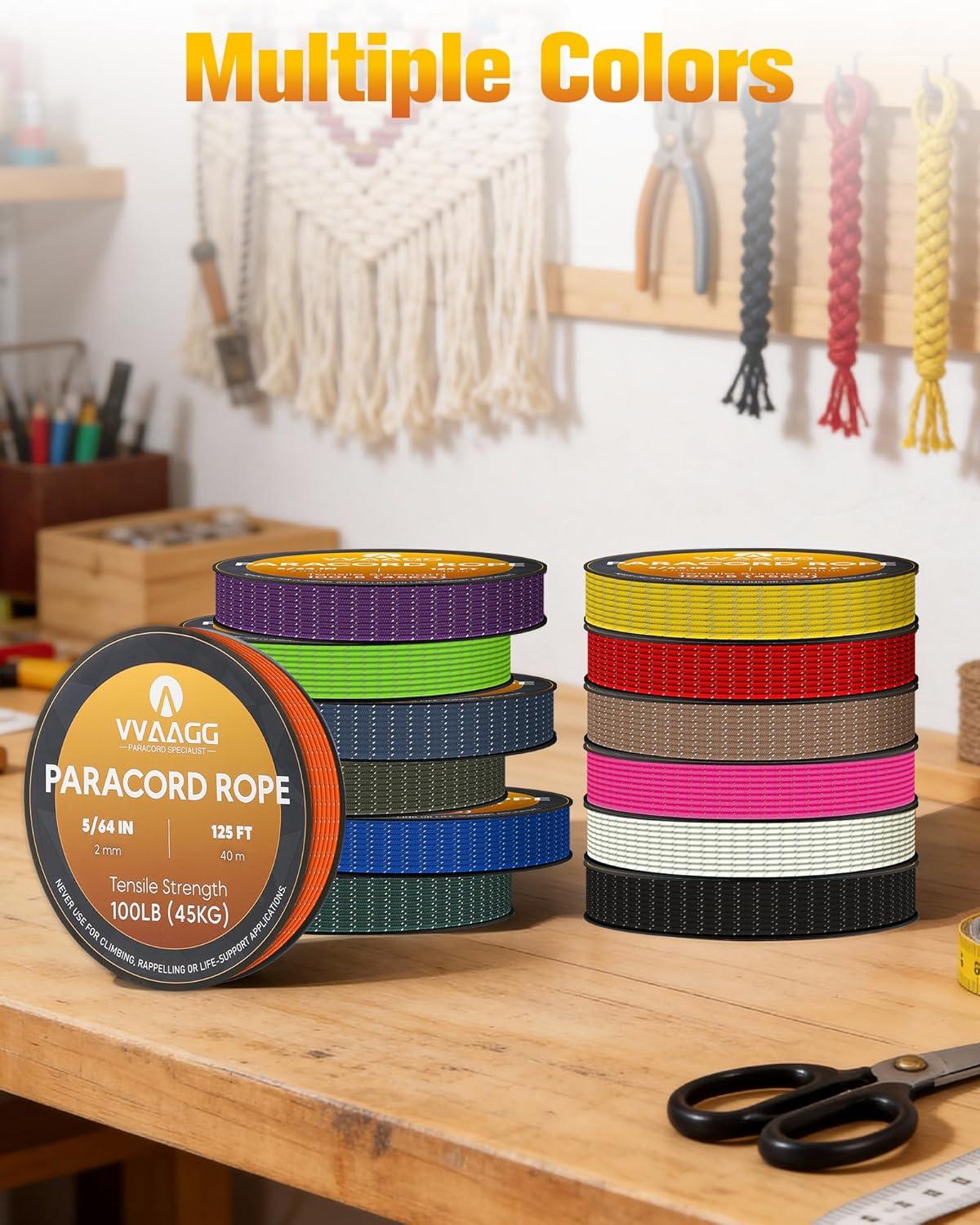 imageVVAAGG 2mm Reflective Paracord Rope 100 lbThin Micro Cord Braided String for Crafting Bracelet DIY Camping Wind ChimeOrange