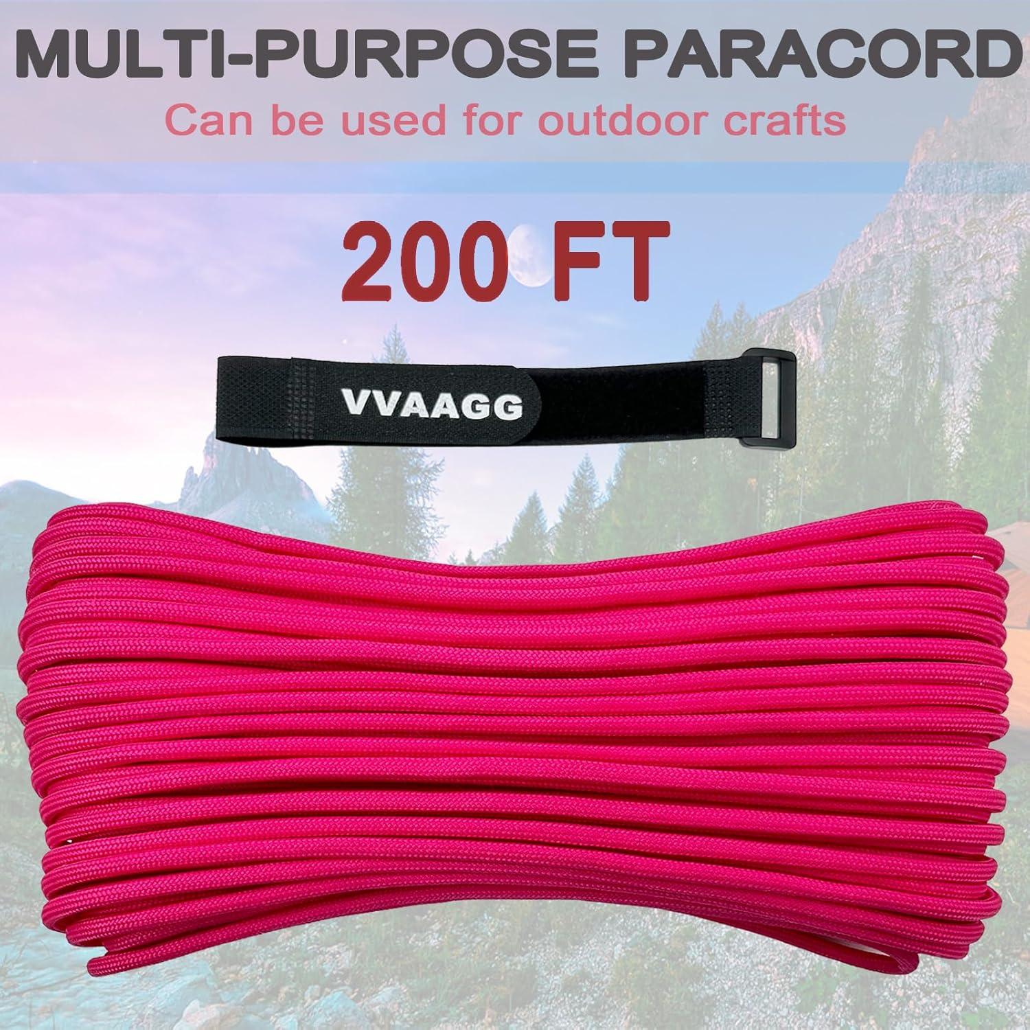 imageVVAAGG 550lb Paracord Rope 100FT 4mm Lightweight and Durable Camping Rope 7 Strand Nylon Parachute Cord for Fishing Clothesline Hammock Tent amp Survival DIY Bracelet OrangePink