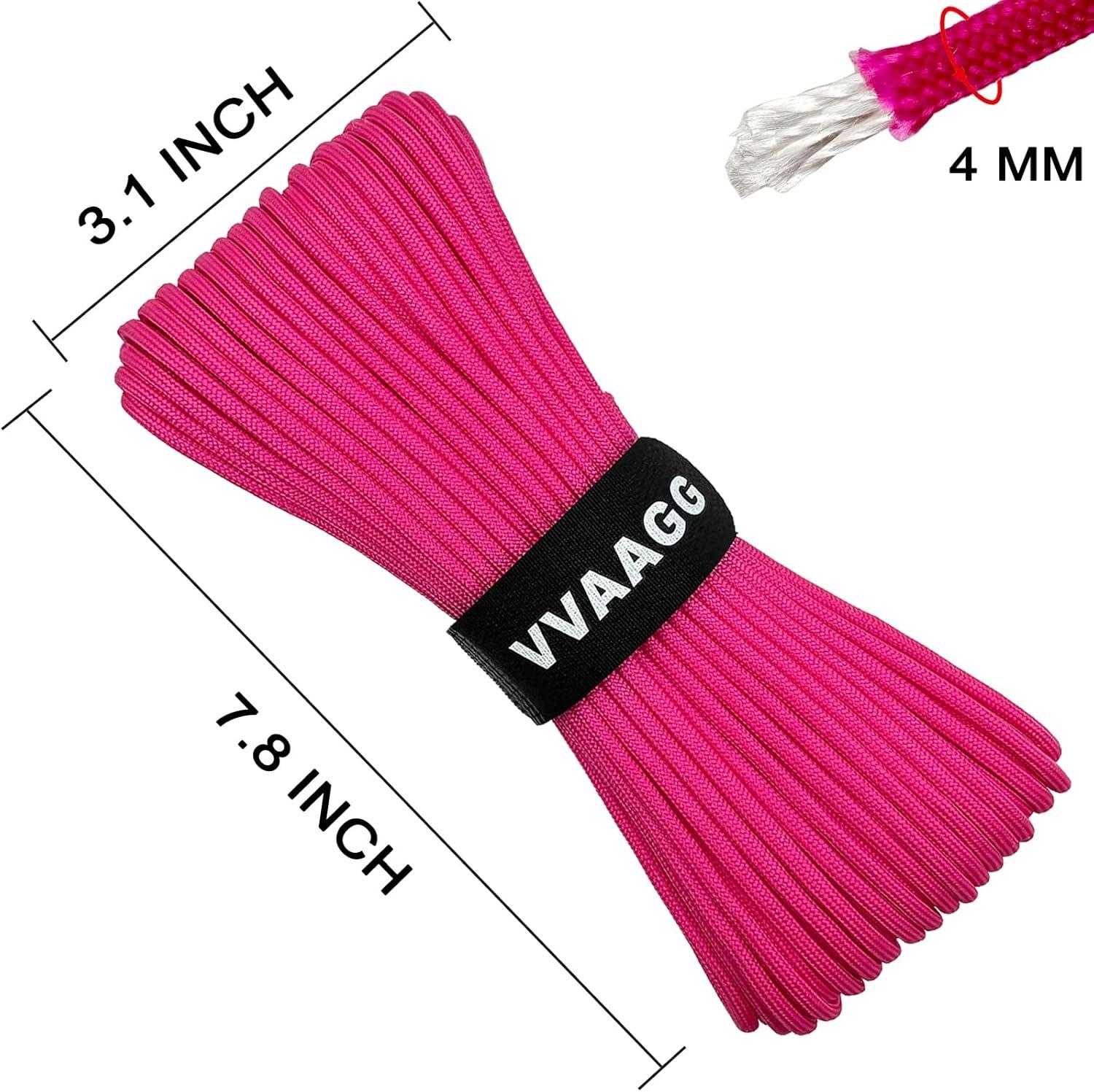 imageVVAAGG 550lb Paracord Rope 100FT 4mm Lightweight and Durable Camping Rope 7 Strand Nylon Parachute Cord for Fishing Clothesline Hammock Tent amp Survival DIY Bracelet OrangePink
