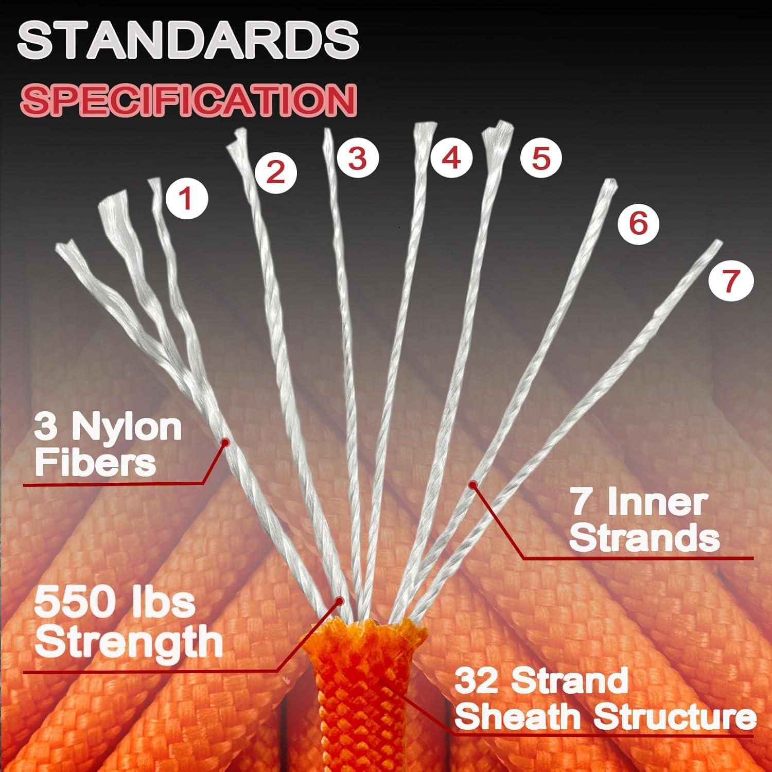 imageVVAAGG 550lb Paracord Rope 100FT 4mm Lightweight and Durable Camping Rope 7 Strand Nylon Parachute Cord for Fishing Clothesline Hammock Tent amp Survival DIY Bracelet OrangeOrange