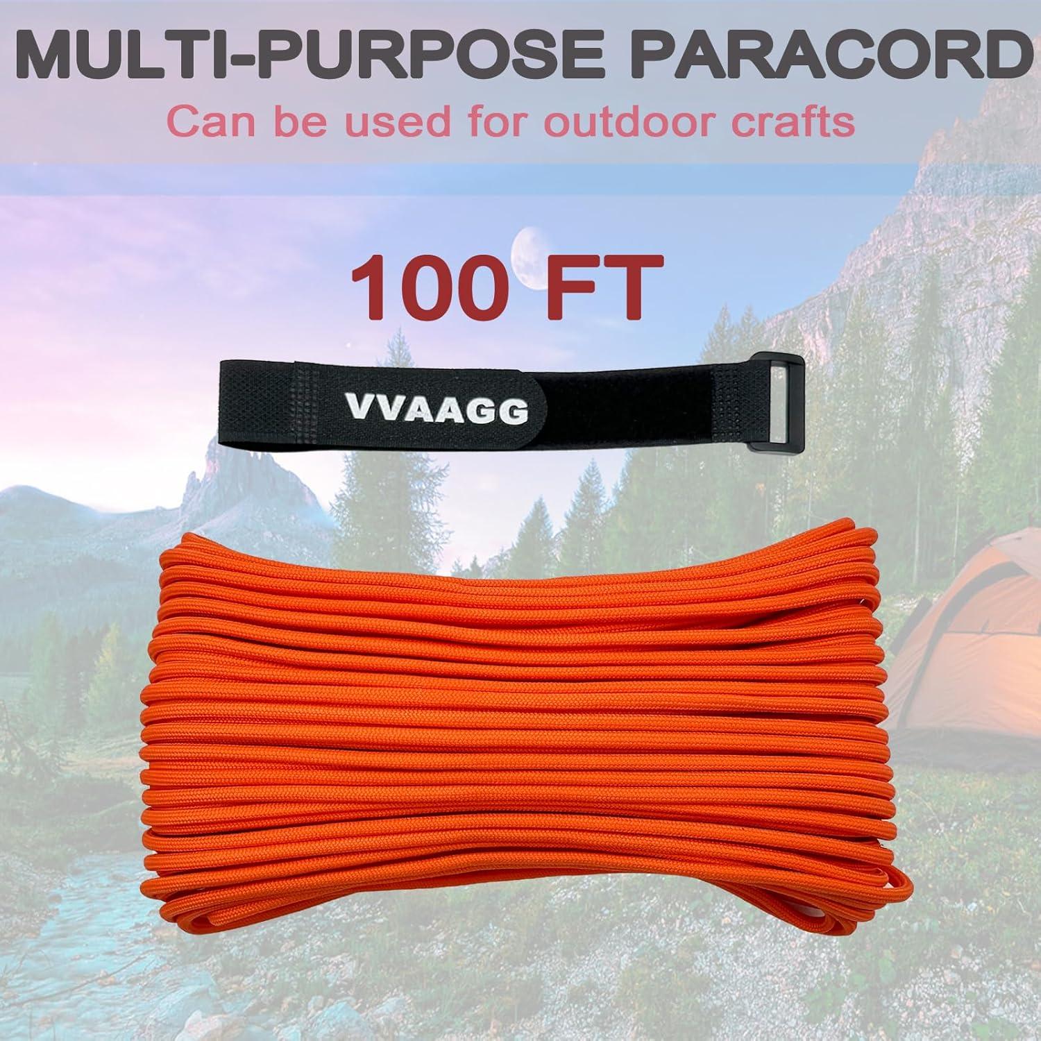 imageVVAAGG 550lb Paracord Rope 100FT 4mm Lightweight and Durable Camping Rope 7 Strand Nylon Parachute Cord for Fishing Clothesline Hammock Tent amp Survival DIY Bracelet OrangeOrange