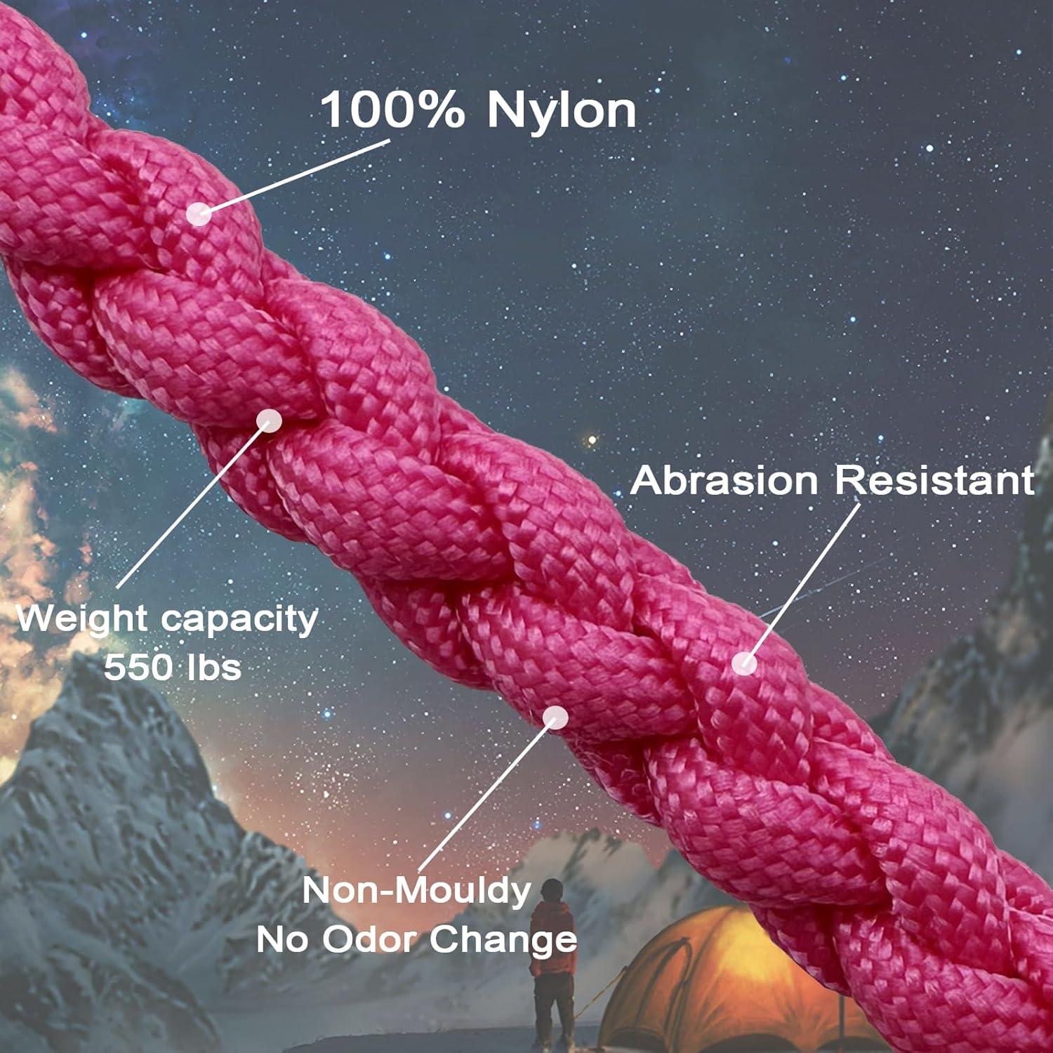 imageVVAAGG 550lb Paracord Rope 100FT 4mm Lightweight and Durable Camping Rope 7 Strand Nylon Parachute Cord for Fishing Clothesline Hammock Tent amp Survival DIY Bracelet OrangePink