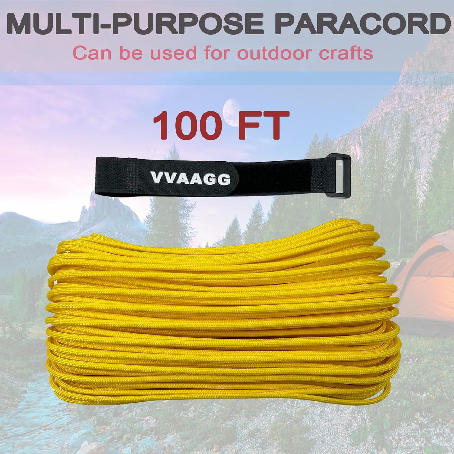 imageVVAAGG 550lb Paracord Rope 100FT 4mm Lightweight and Durable Camping Rope 7 Strand Nylon Parachute Cord for Fishing Clothesline Hammock Tent amp Survival DIY Bracelet OrangeYellow