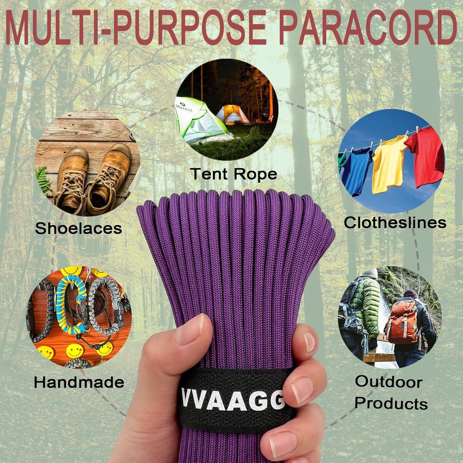 imageVVAAGG 550lb Paracord Rope 100FT 4mm Lightweight and Durable Camping Rope 7 Strand Nylon Parachute Cord for Fishing Clothesline Hammock Tent amp Survival DIY Bracelet OrangePurple