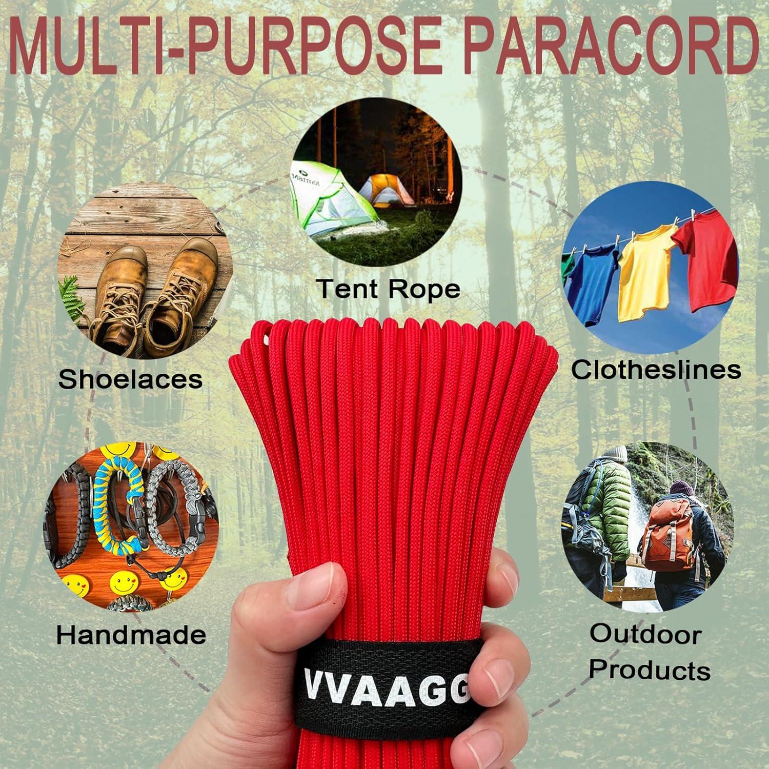 imageVVAAGG 550lb Paracord Rope 100FT 4mm Lightweight and Durable Camping Rope 7 Strand Nylon Parachute Cord for Fishing Clothesline Hammock Tent amp Survival DIY Bracelet OrangeRed