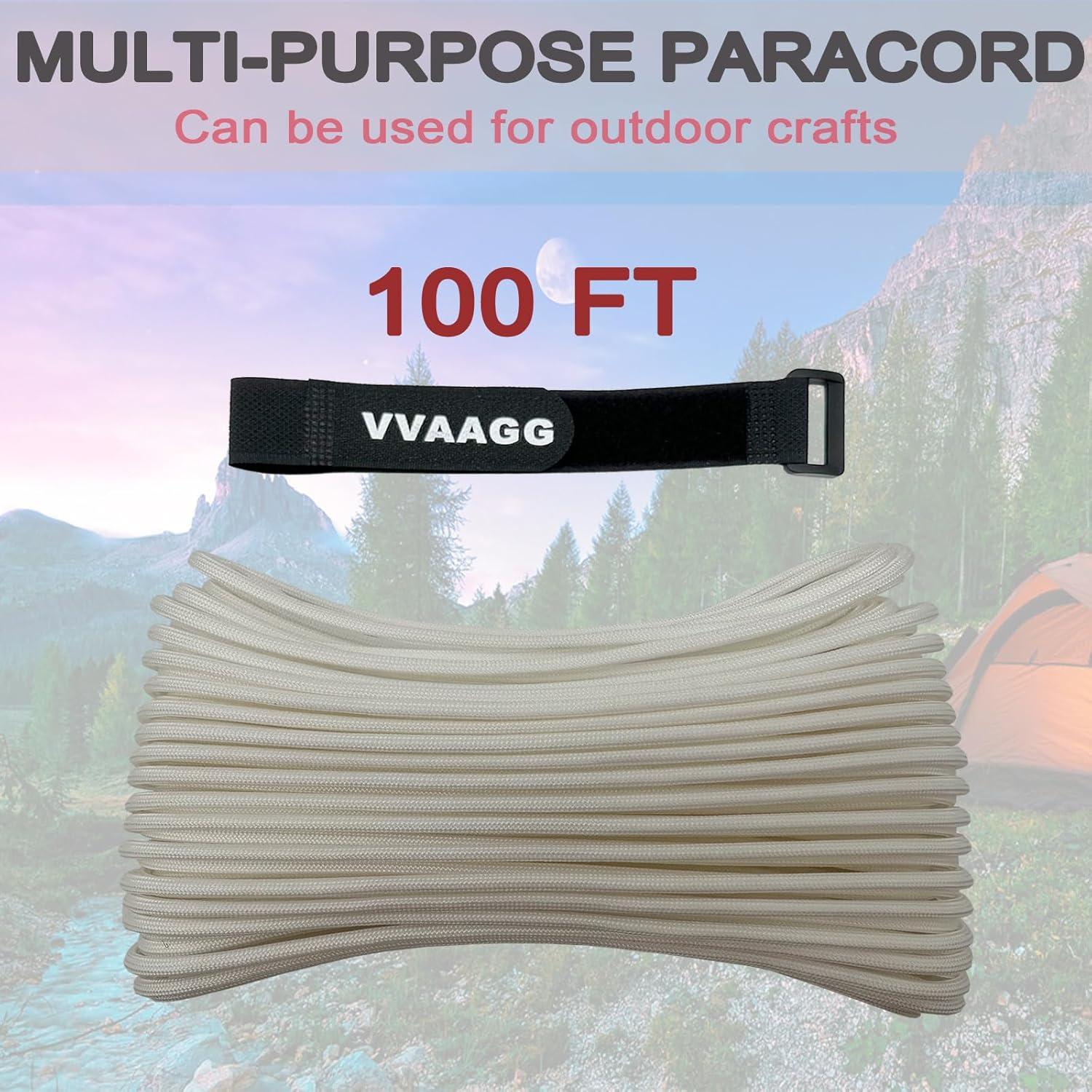 imageVVAAGG 550lb Paracord Rope 100FT 4mm Lightweight and Durable Camping Rope 7 Strand Nylon Parachute Cord for Fishing Clothesline Hammock Tent amp Survival DIY Bracelet OrangeWhite
