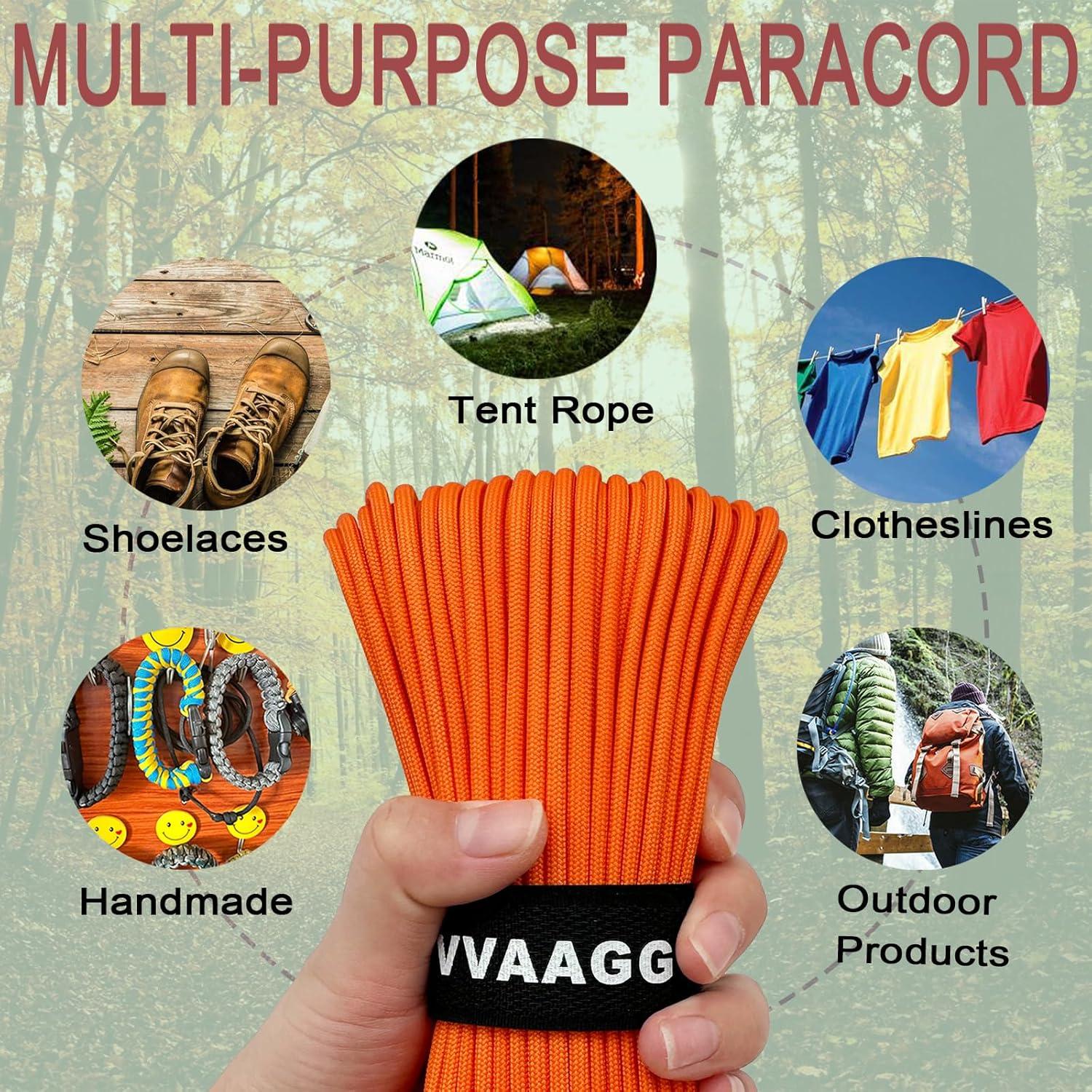 imageVVAAGG 550lb Paracord Rope 100FT 4mm Lightweight and Durable Camping Rope 7 Strand Nylon Parachute Cord for Fishing Clothesline Hammock Tent amp Survival DIY Bracelet OrangeOrange