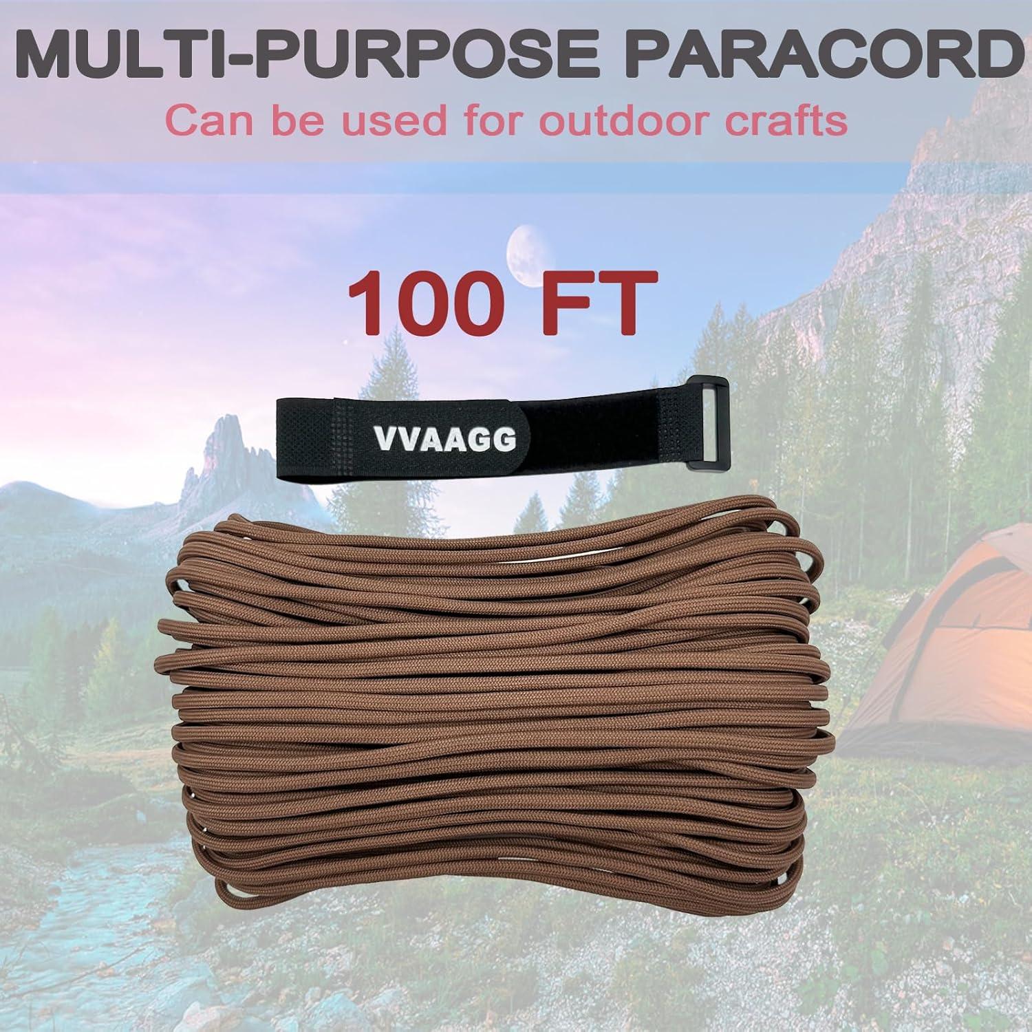 imageVVAAGG 550lb Paracord Rope 100FT 4mm Lightweight and Durable Camping Rope 7 Strand Nylon Parachute Cord for Fishing Clothesline Hammock Tent amp Survival DIY Bracelet OrangeTan