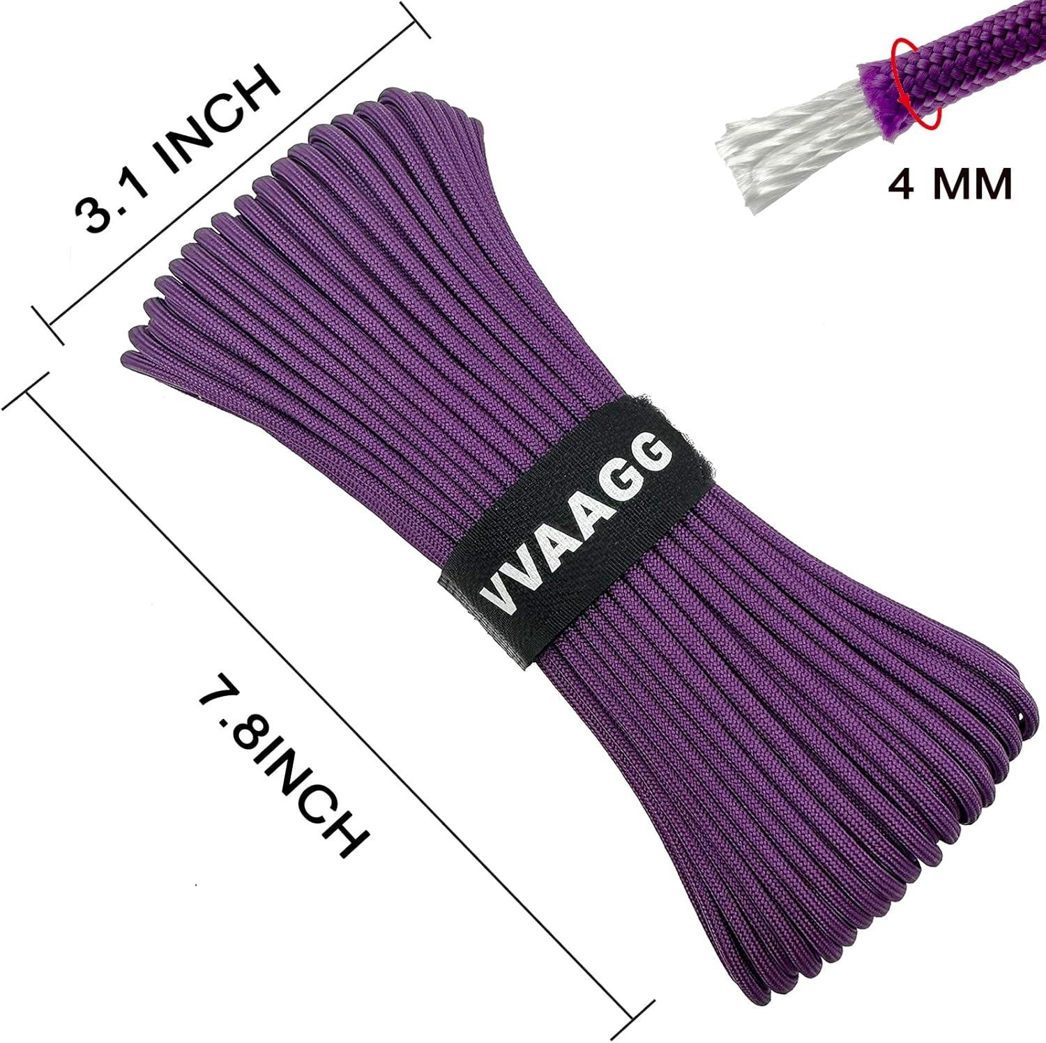 imageVVAAGG 550lb Paracord Rope 100FT 4mm Lightweight and Durable Camping Rope 7 Strand Nylon Parachute Cord for Fishing Clothesline Hammock Tent amp Survival DIY Bracelet OrangePurple