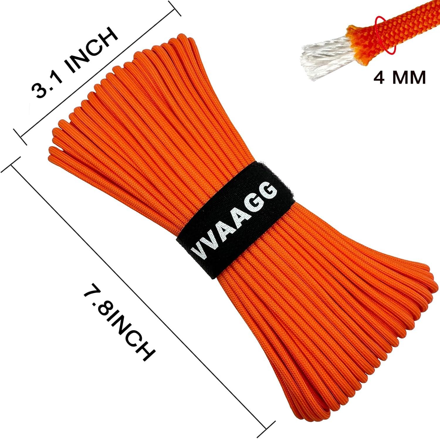 imageVVAAGG 550lb Paracord Rope 100FT 4mm Lightweight and Durable Camping Rope 7 Strand Nylon Parachute Cord for Fishing Clothesline Hammock Tent amp Survival DIY Bracelet OrangeOrange