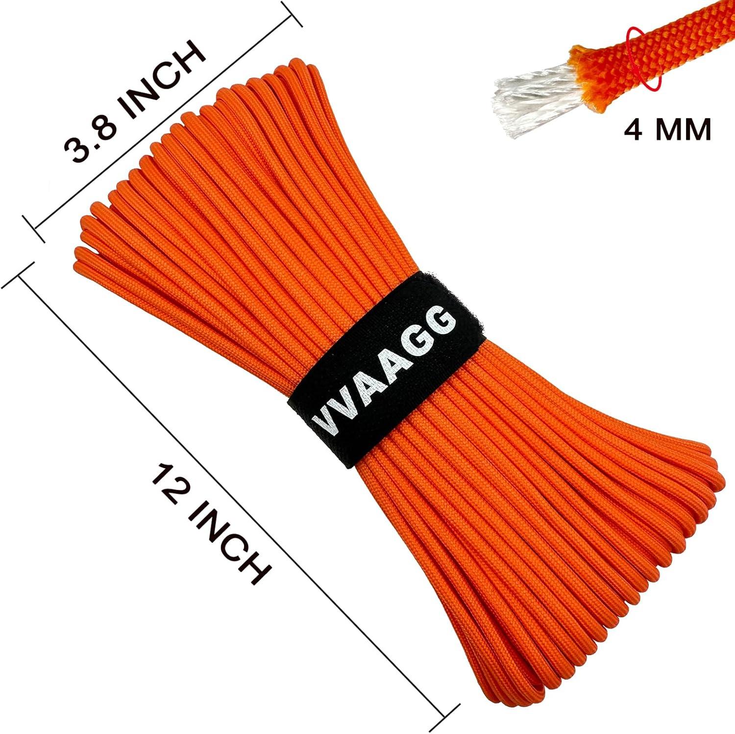 imageVVAAGG 550lb Paracord Rope 100FT 4mm Lightweight and Durable Camping Rope 7 Strand Nylon Parachute Cord for Fishing Clothesline Hammock Tent amp Survival DIY Bracelet OrangeOrange
