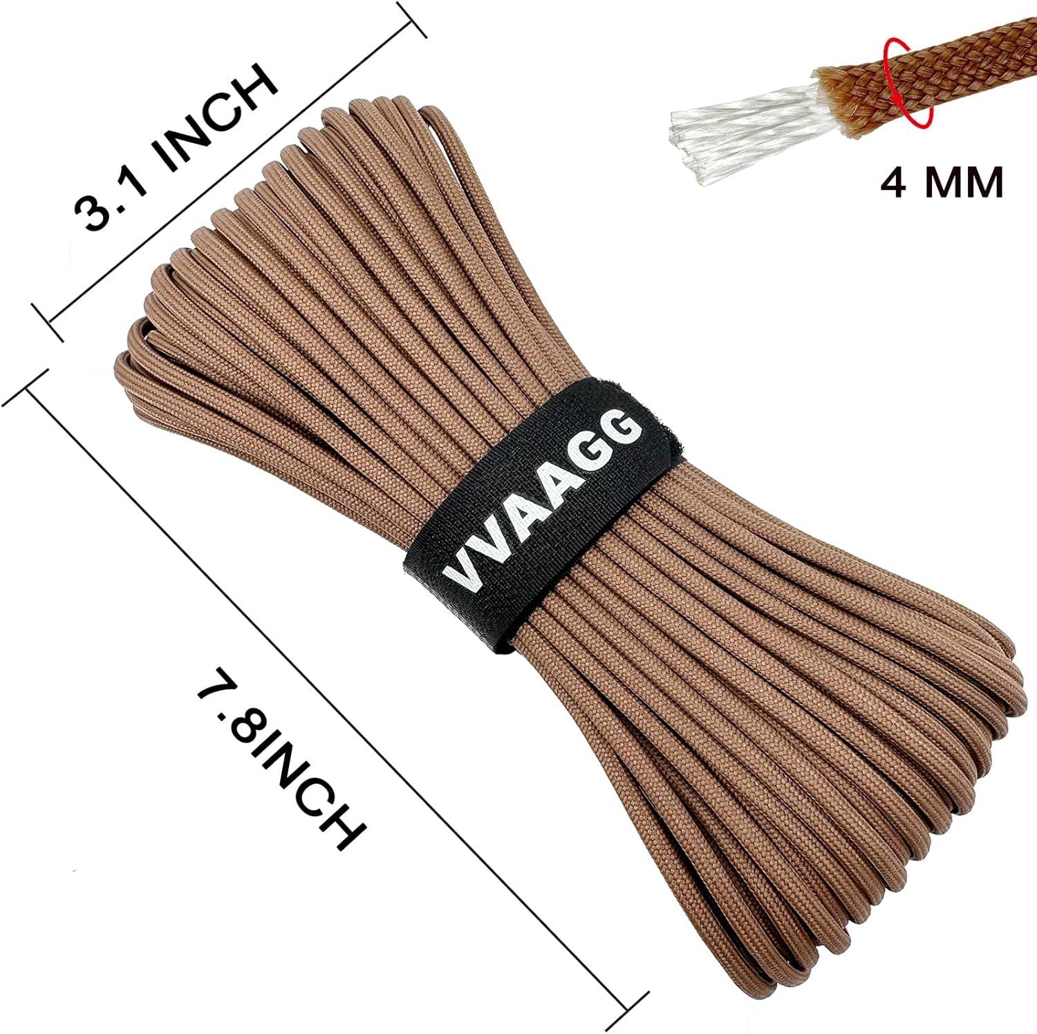 imageVVAAGG 550lb Paracord Rope 100FT 4mm Lightweight and Durable Camping Rope 7 Strand Nylon Parachute Cord for Fishing Clothesline Hammock Tent amp Survival DIY Bracelet OrangeTan