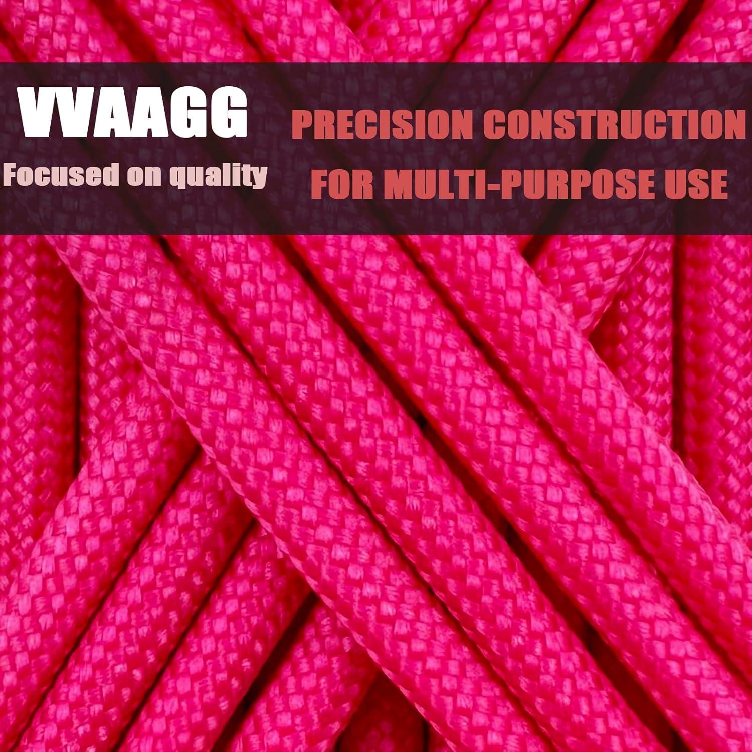 imageVVAAGG 550lb Paracord Rope 100FT 4mm Lightweight and Durable Camping Rope 7 Strand Nylon Parachute Cord for Fishing Clothesline Hammock Tent amp Survival DIY Bracelet OrangePink