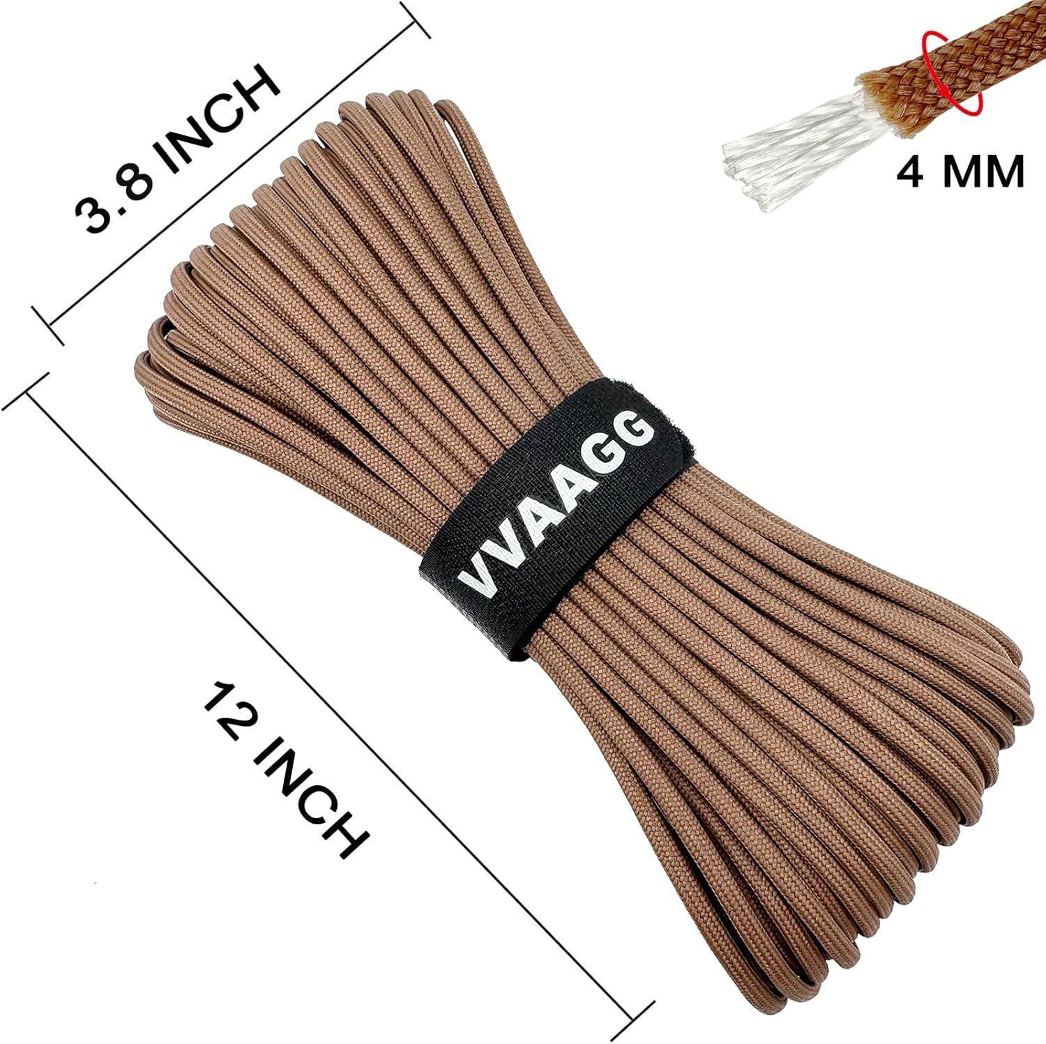 imageVVAAGG 550lb Paracord Rope 100FT 4mm Lightweight and Durable Camping Rope 7 Strand Nylon Parachute Cord for Fishing Clothesline Hammock Tent amp Survival DIY Bracelet OrangeTan