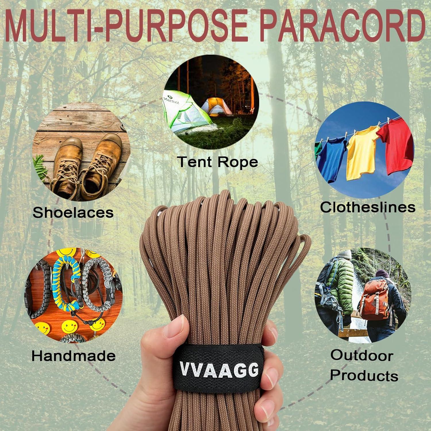 imageVVAAGG 550lb Paracord Rope 100FT 4mm Lightweight and Durable Camping Rope 7 Strand Nylon Parachute Cord for Fishing Clothesline Hammock Tent amp Survival DIY Bracelet OrangeTan