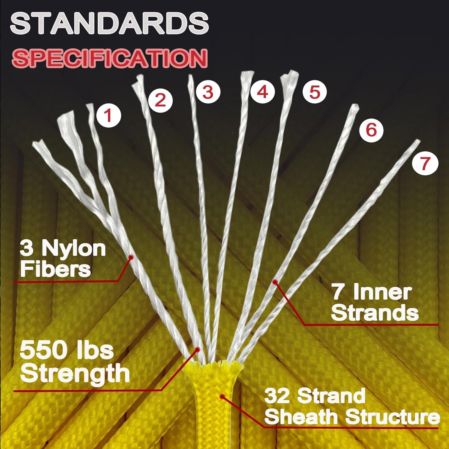 imageVVAAGG 550lb Paracord Rope 100FT 4mm Lightweight and Durable Camping Rope 7 Strand Nylon Parachute Cord for Fishing Clothesline Hammock Tent amp Survival DIY Bracelet OrangeYellow