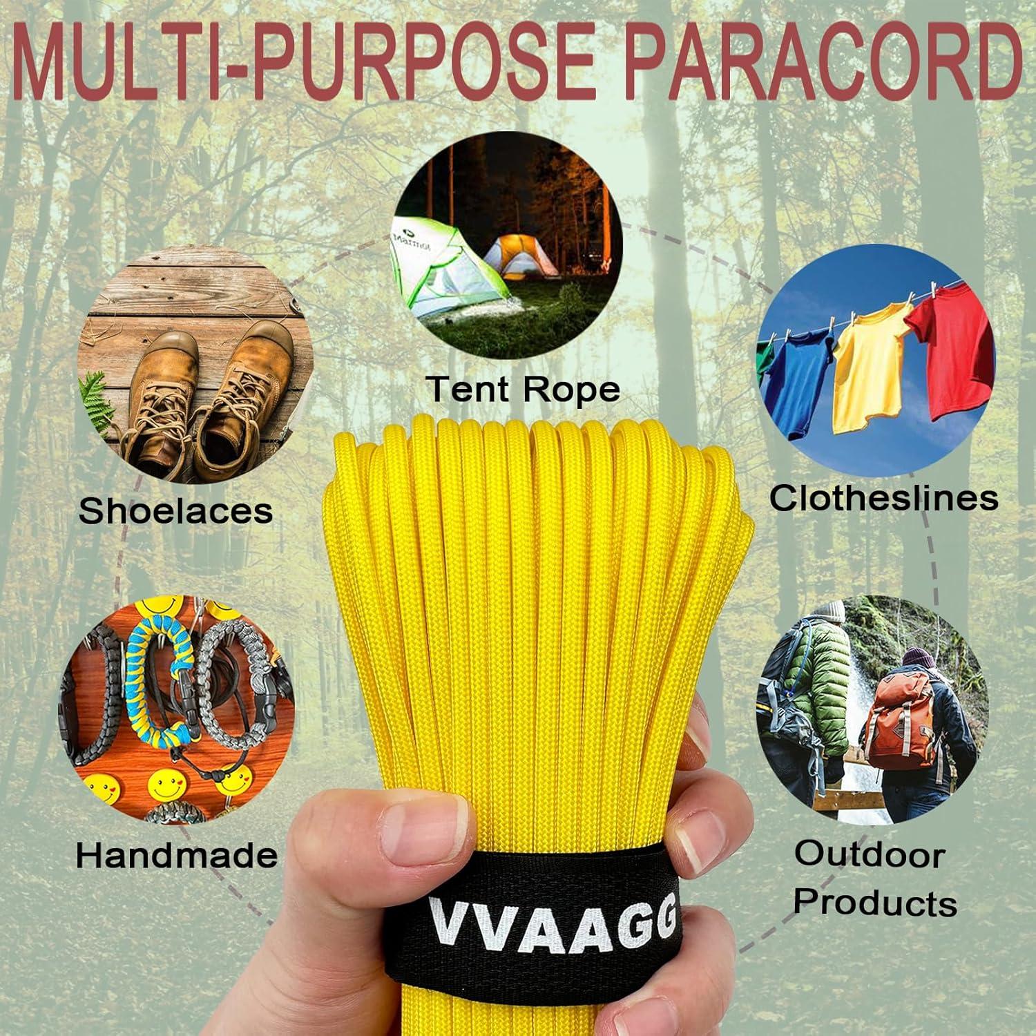 imageVVAAGG 550lb Paracord Rope 100FT 4mm Lightweight and Durable Camping Rope 7 Strand Nylon Parachute Cord for Fishing Clothesline Hammock Tent amp Survival DIY Bracelet OrangeYellow
