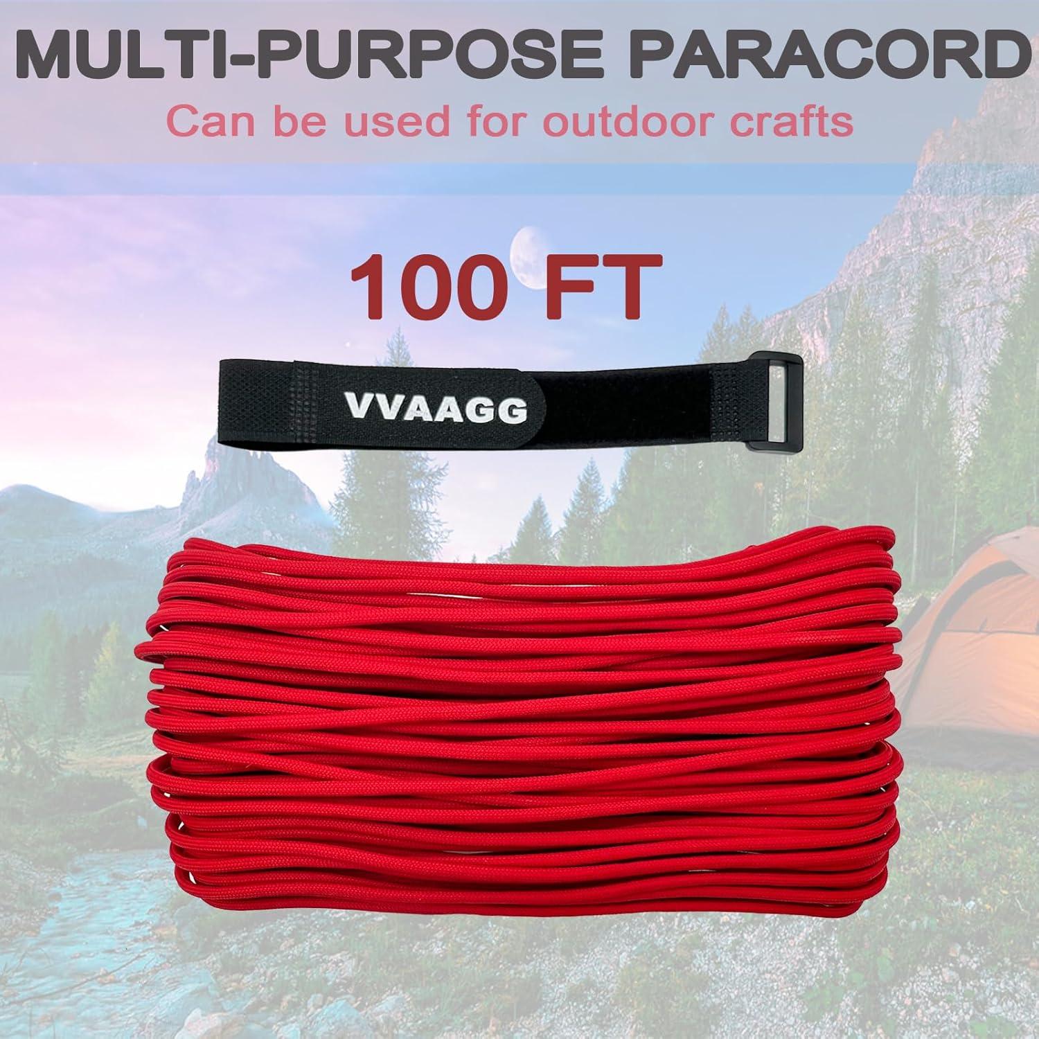 imageVVAAGG 550lb Paracord Rope 100FT 4mm Lightweight and Durable Camping Rope 7 Strand Nylon Parachute Cord for Fishing Clothesline Hammock Tent amp Survival DIY Bracelet OrangeRed