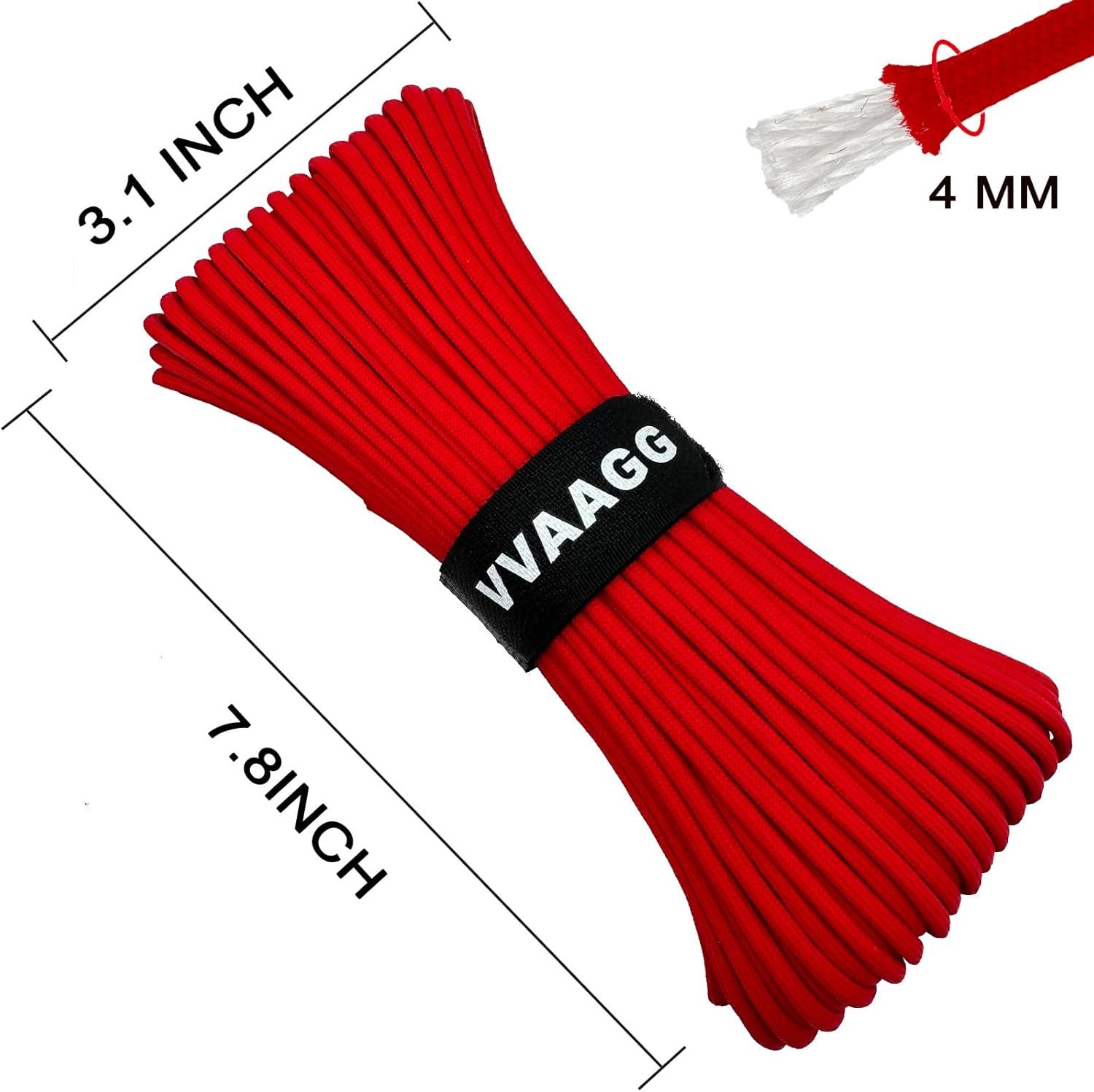 imageVVAAGG 550lb Paracord Rope 100FT 4mm Lightweight and Durable Camping Rope 7 Strand Nylon Parachute Cord for Fishing Clothesline Hammock Tent amp Survival DIY Bracelet OrangeRed