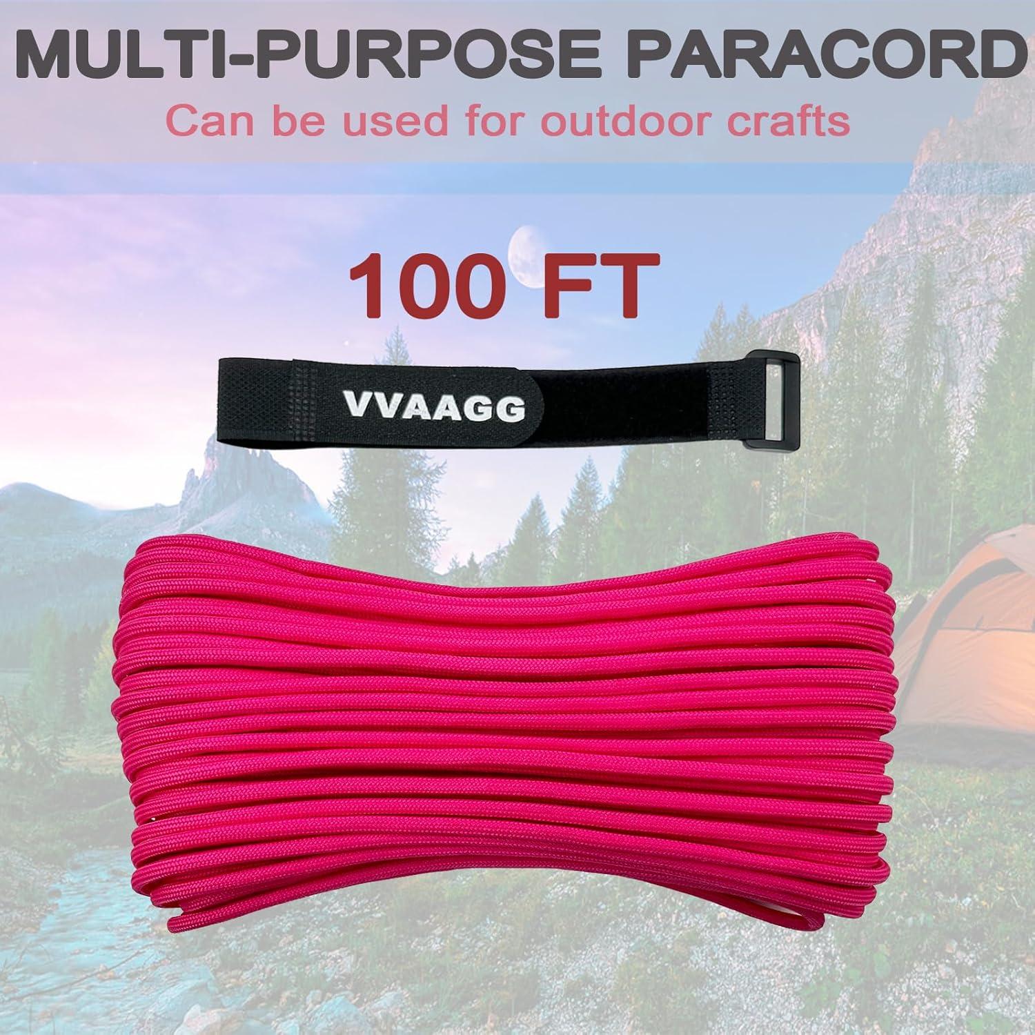 imageVVAAGG 550lb Paracord Rope 100FT 4mm Lightweight and Durable Camping Rope 7 Strand Nylon Parachute Cord for Fishing Clothesline Hammock Tent amp Survival DIY Bracelet OrangePink