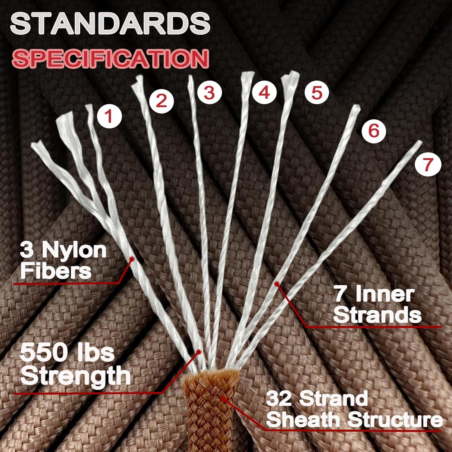 imageVVAAGG 550lb Paracord Rope 100FT 4mm Lightweight and Durable Camping Rope 7 Strand Nylon Parachute Cord for Fishing Clothesline Hammock Tent amp Survival DIY Bracelet OrangeTan