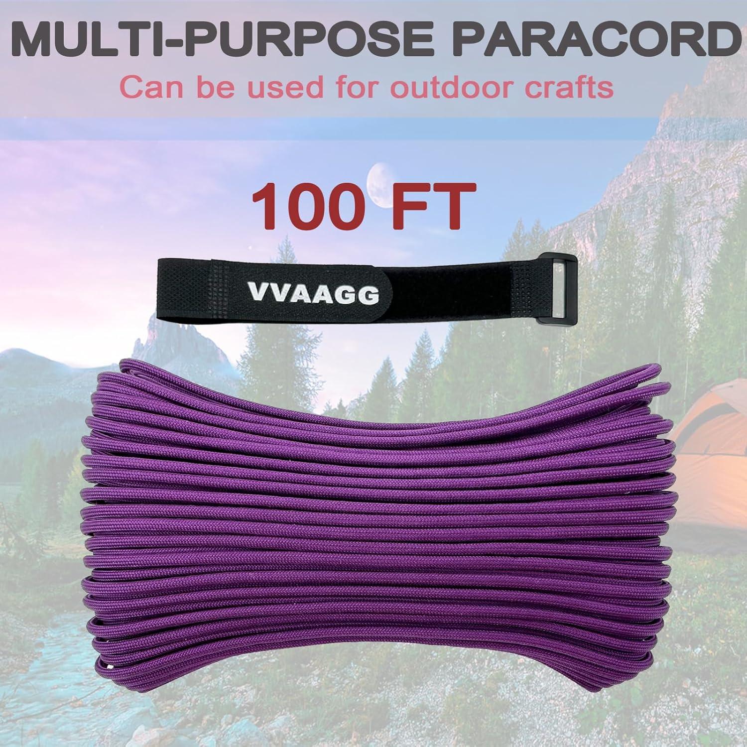 imageVVAAGG 550lb Paracord Rope 100FT 4mm Lightweight and Durable Camping Rope 7 Strand Nylon Parachute Cord for Fishing Clothesline Hammock Tent amp Survival DIY Bracelet OrangePurple
