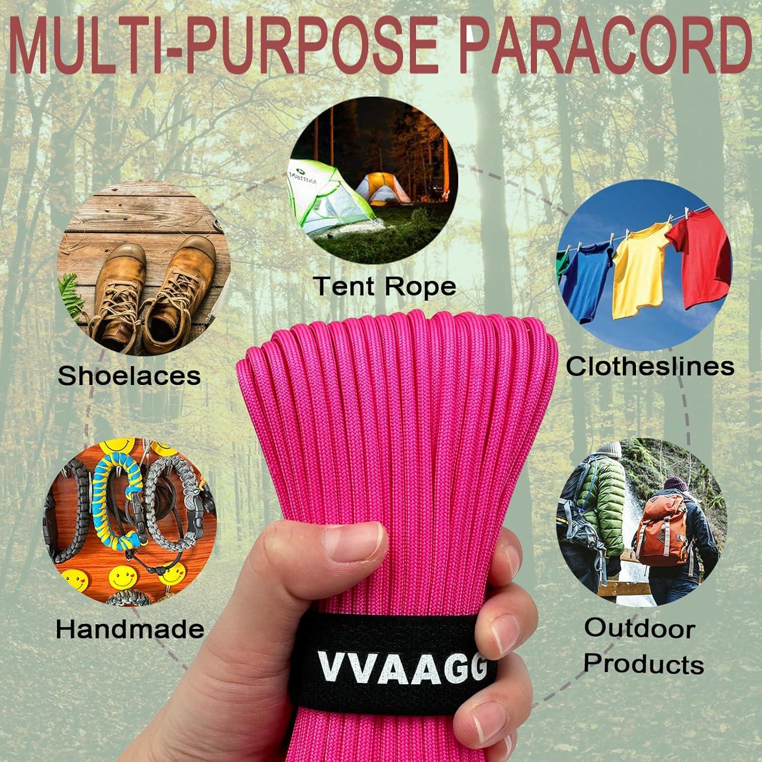 imageVVAAGG 550lb Paracord Rope 100FT 4mm Lightweight and Durable Camping Rope 7 Strand Nylon Parachute Cord for Fishing Clothesline Hammock Tent amp Survival DIY Bracelet OrangePink
