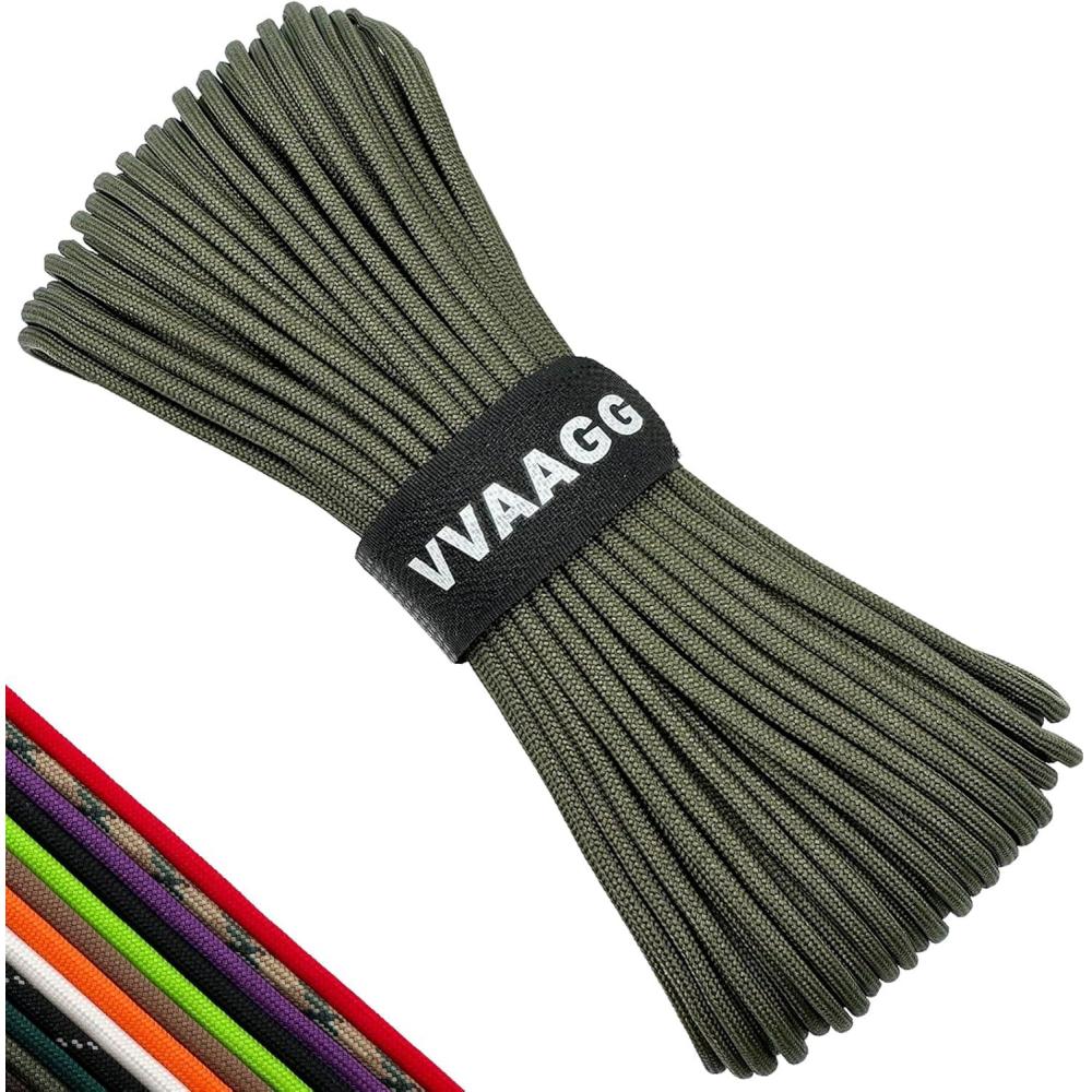 imageVVAAGG 550lb Paracord Rope 100FT 4mm Lightweight and Durable Camping Rope 7 Strand Nylon Parachute Cord for Fishing Clothesline Hammock Tent amp Survival DIY Bracelet OrangeGreen