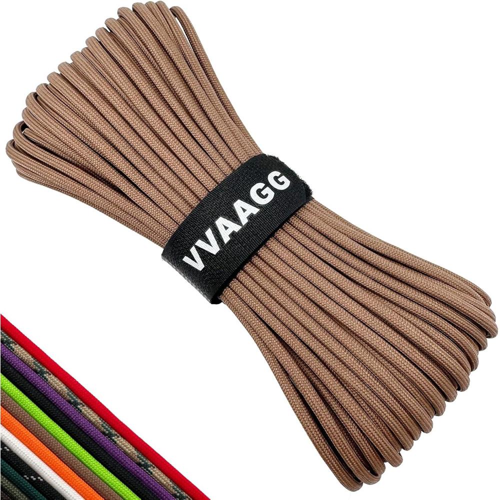 imageVVAAGG 550lb Paracord Rope 100FT 4mm Lightweight and Durable Camping Rope 7 Strand Nylon Parachute Cord for Fishing Clothesline Hammock Tent amp Survival DIY Bracelet OrangeTan