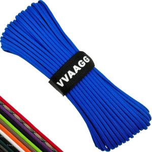 VVAAGG 550lb Paracord Rope 100FT: 4mm Lightweight and Durable Camping Rope 7 Strand Nylon Parachute Cord for Fishing Clothesline Hammock Tent & Survival DIY Bracelet Orange(Blue)