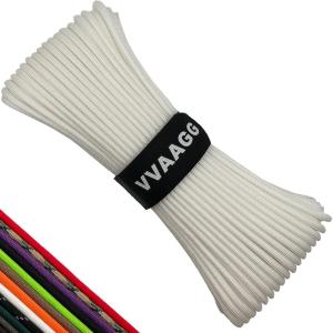 VVAAGG 550lb Paracord Rope 100FT: 4mm Lightweight and Durable Camping Rope 7 Strand Nylon Parachute Cord for Fishing Clothesline Hammock Tent & Survival DIY Bracelet Orange(White)