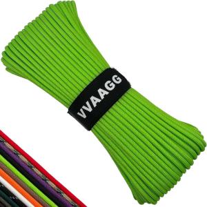 VVAAGG 550lb Paracord Rope 100FT: 4mm Lightweight and Durable Camping Rope 7 Strand Nylon Parachute Cord for Fishing Clothesline Hammock Tent & Survival DIY Bracelet Orange(Flgreen)