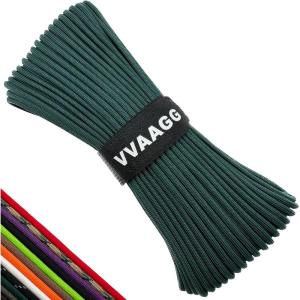 VVAAGG 550lb Paracord Rope 100FT: 4mm Lightweight and Durable Camping Rope 7 Strand Nylon Parachute Cord for Fishing Clothesline Hammock Tent & Survival DIY Bracelet Orange(Dkgreen)